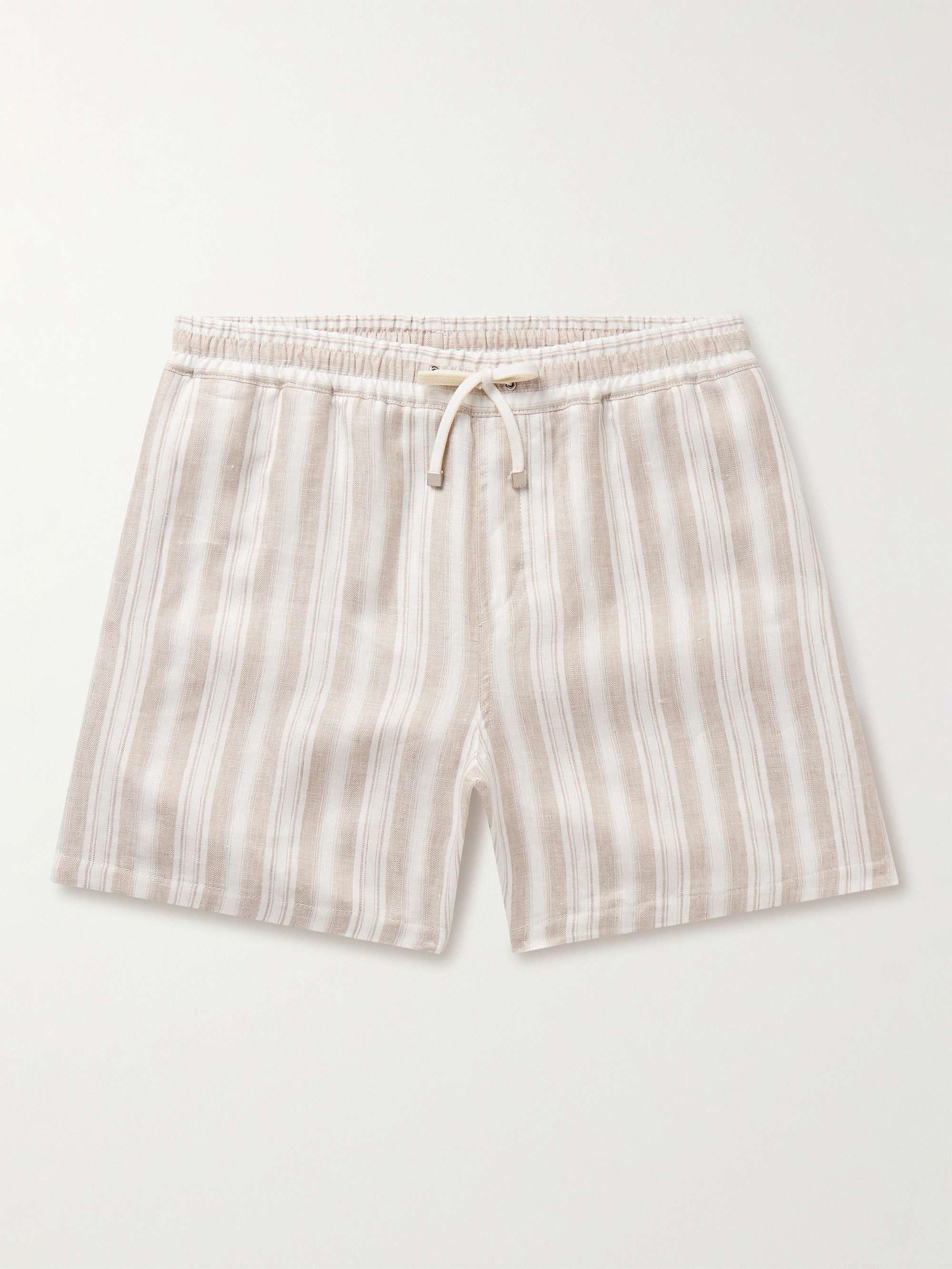 Bermuda Bay Straight-Leg Striped Linen Drawstring Shorts view