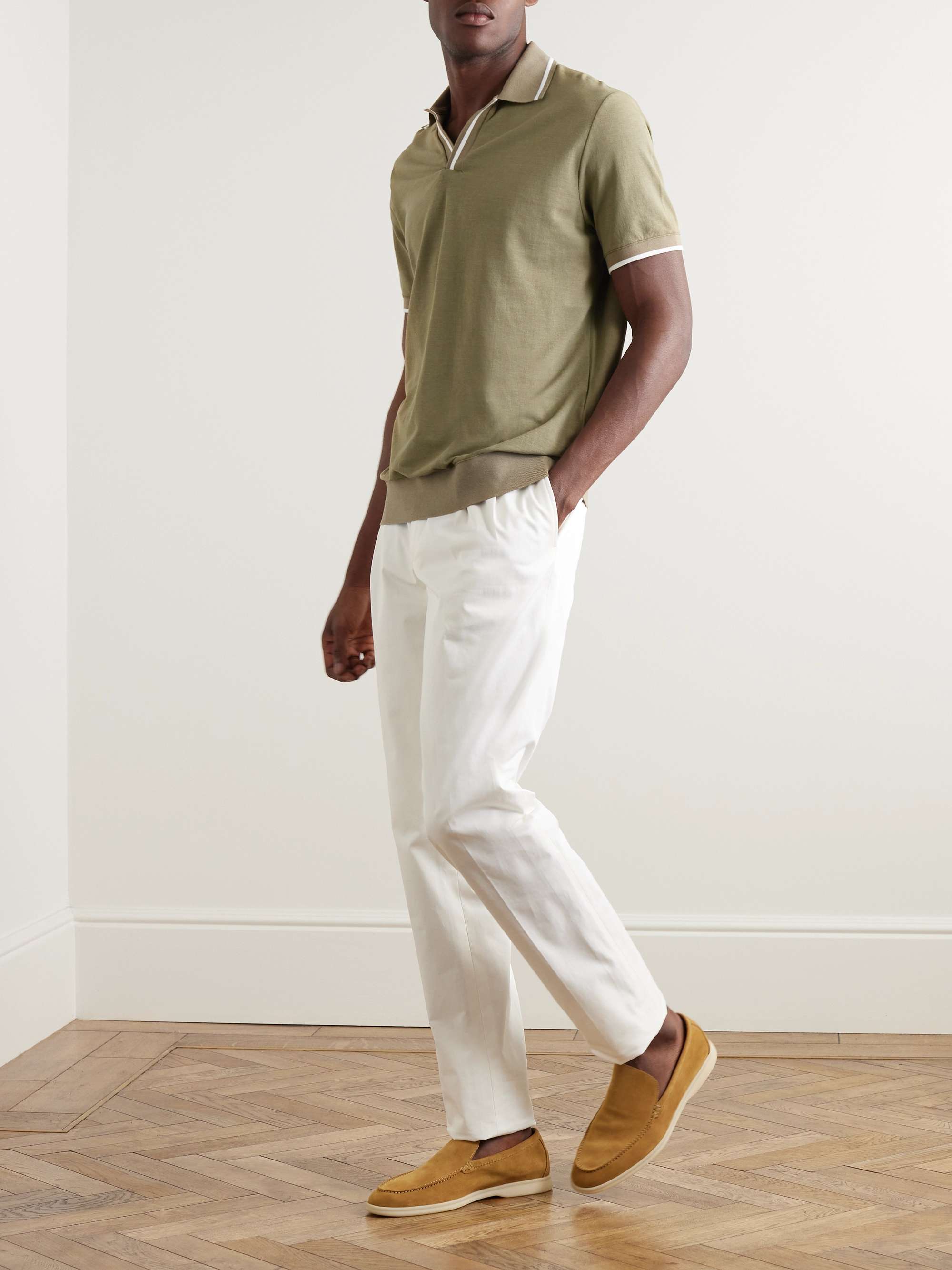Open-Collar Cotton Polo Shirt view