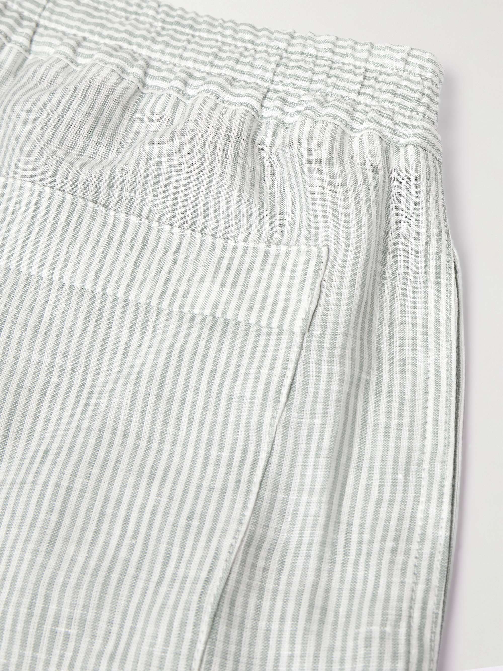 Straight-Leg Striped Linen Drawstring Shorts view