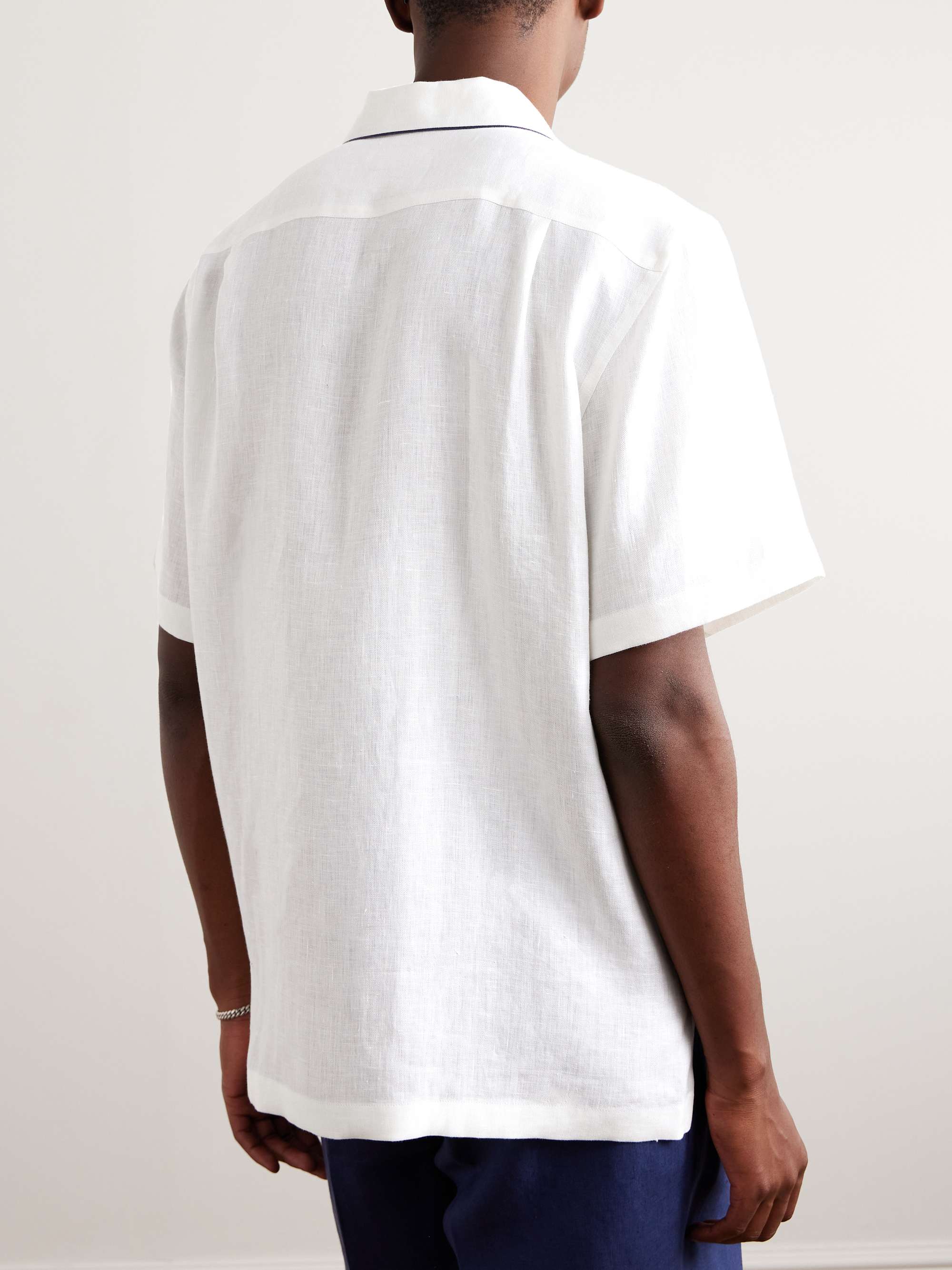 Contrast-Tipped Linen Shirt view