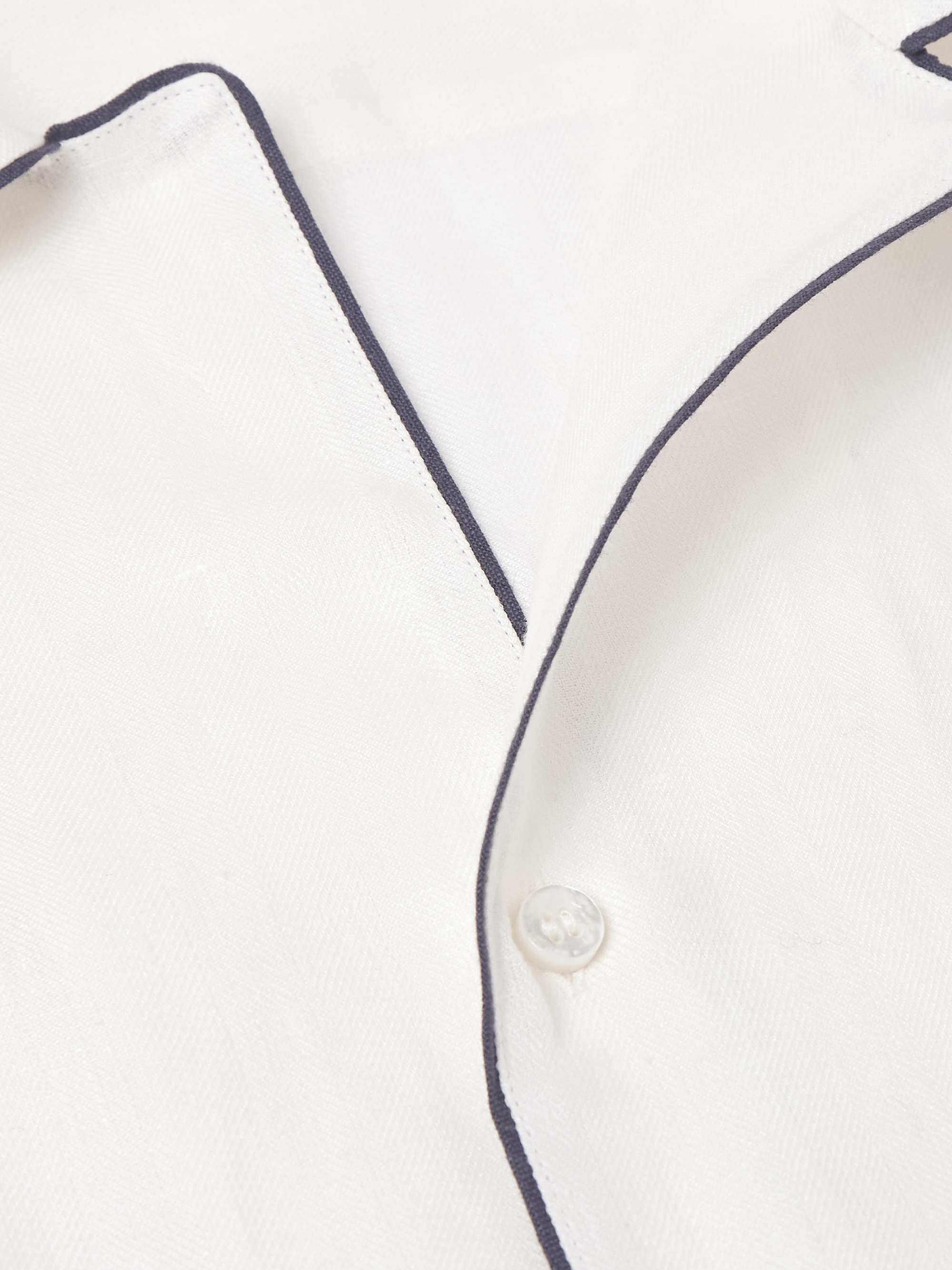 Contrast-Tipped Linen Shirt view