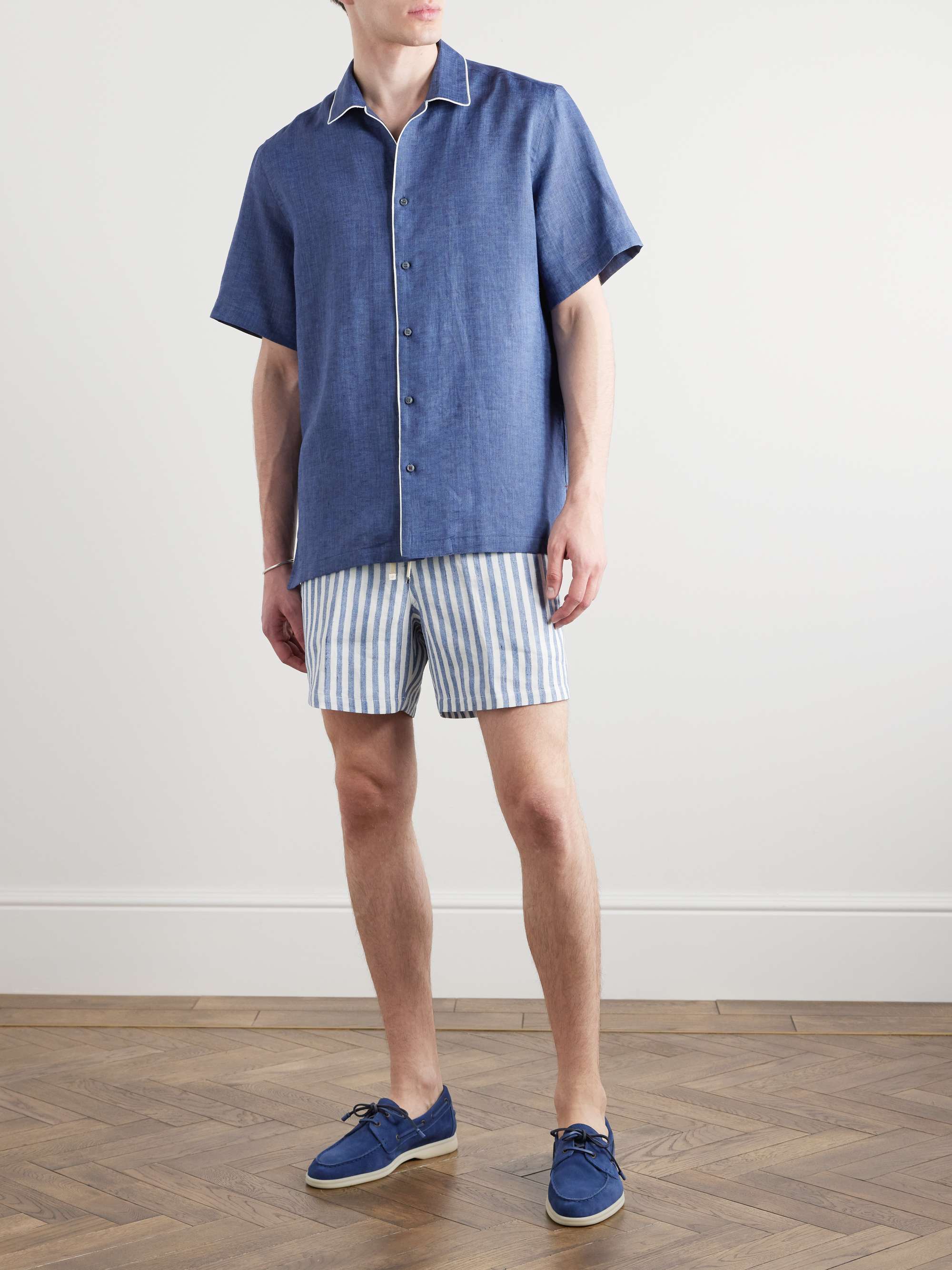 Camp-Collar Slub Linen Shirt view