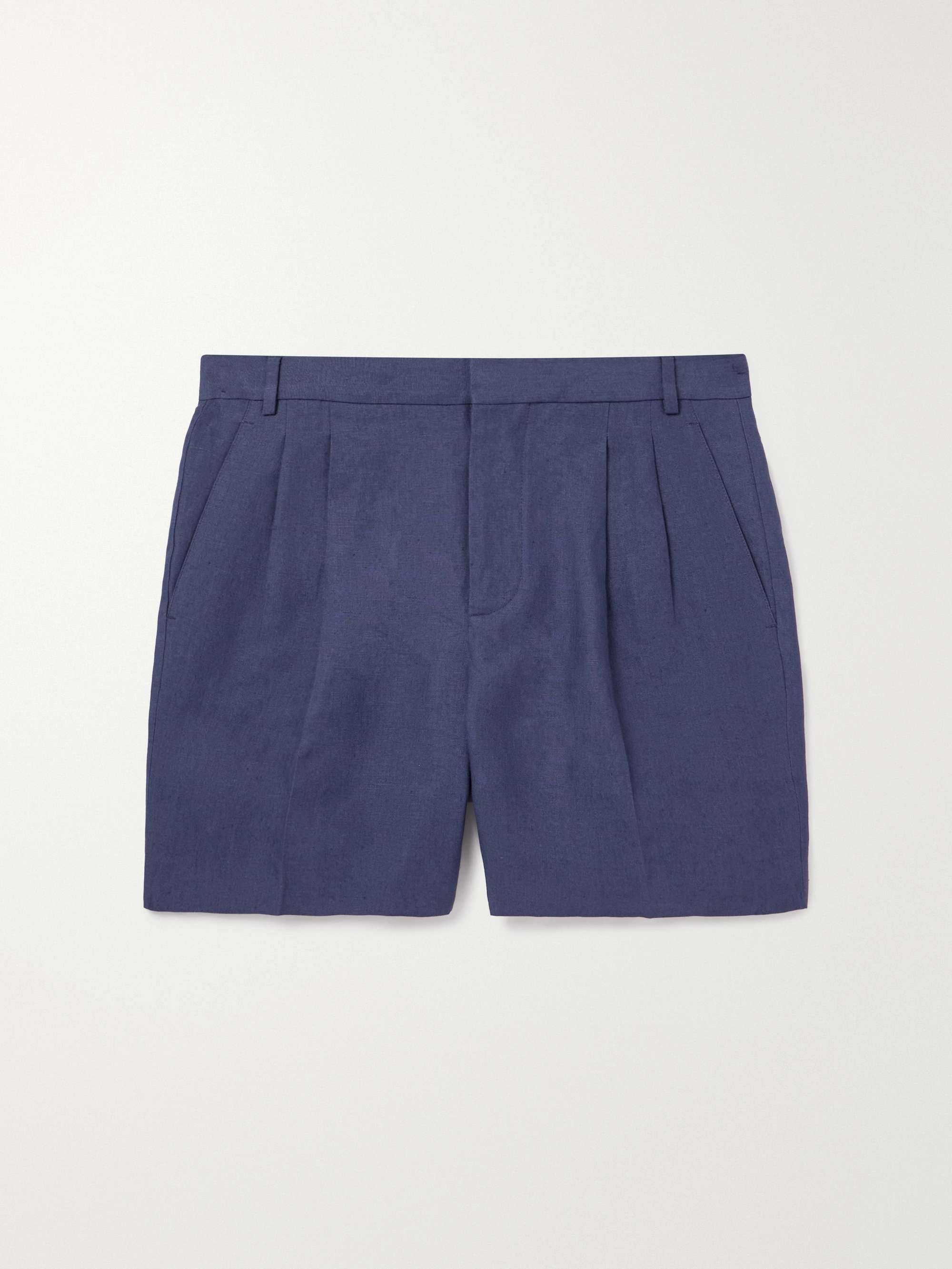 Honiara Straight-Leg Pleated Linen Bermuda Shorts view