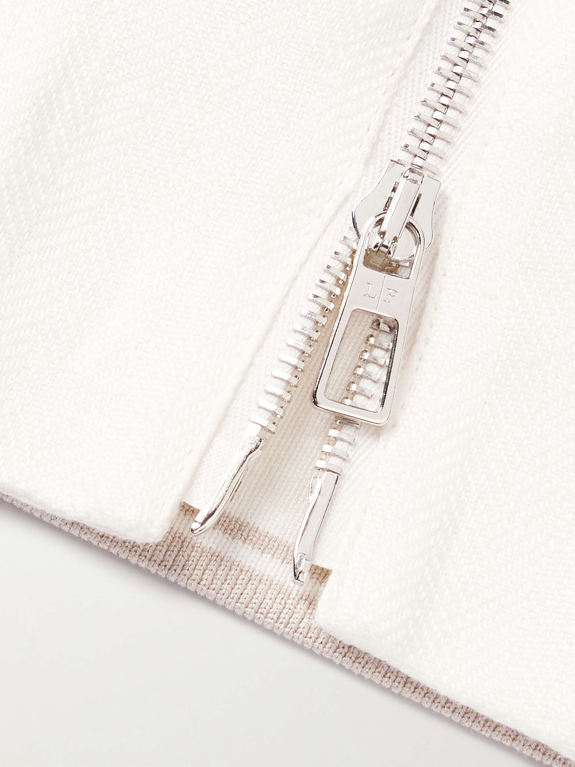 Panelled Herringbone and Waffle-Knit Linen and Silk Bomber Jacket view
