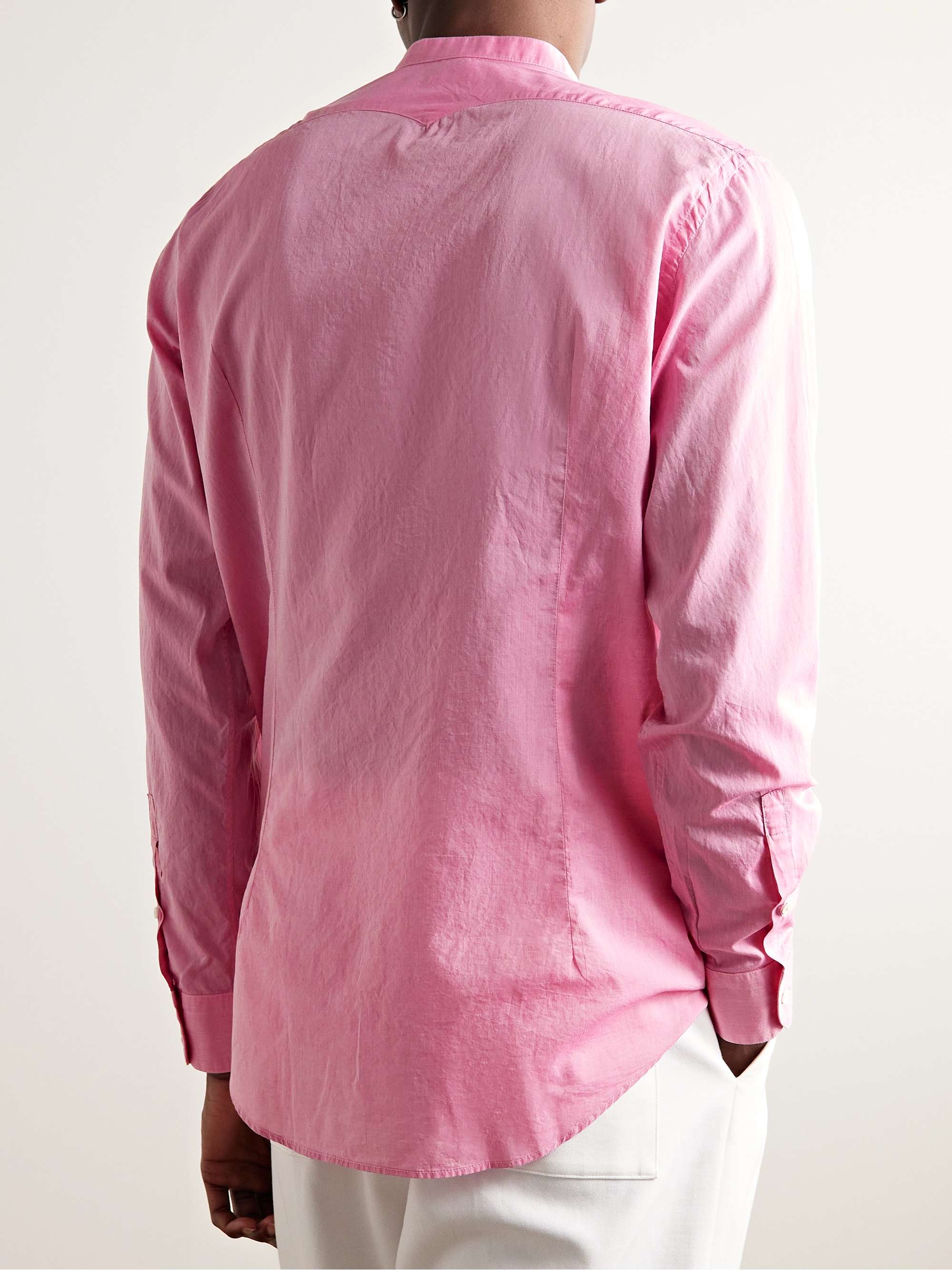 Noto2 Grandad-Collar Washed Cotton-Muslin Shirt view