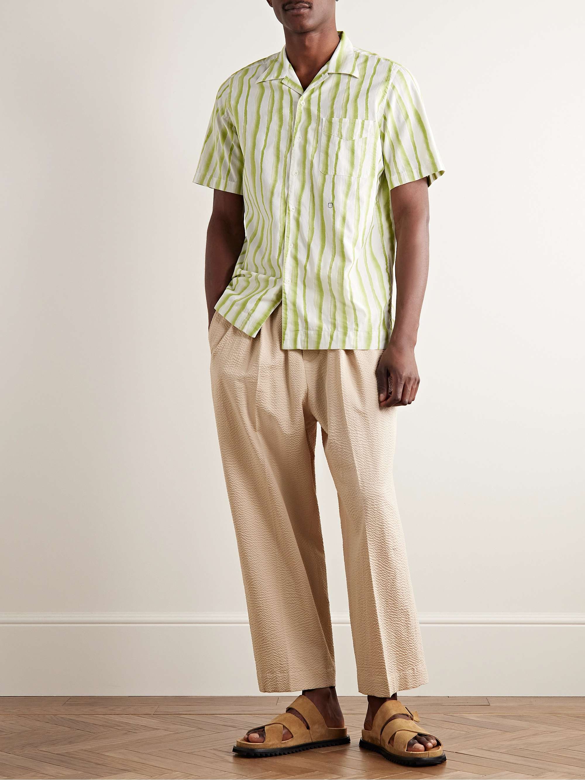 Venice Camp-Collar Striped Cotton-Jacquard Shirt view