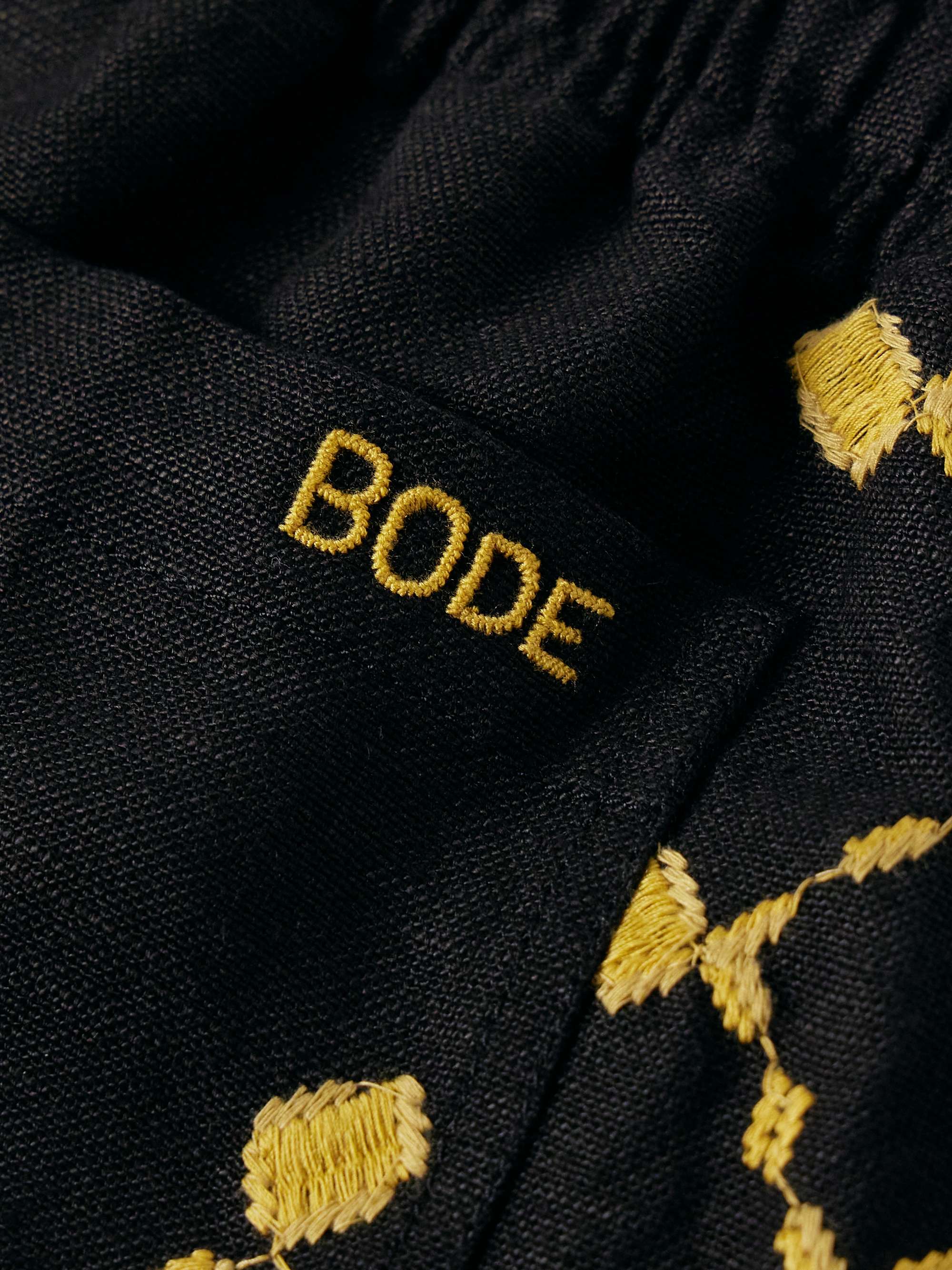 Wide-Leg Embroidered Linen Shorts view