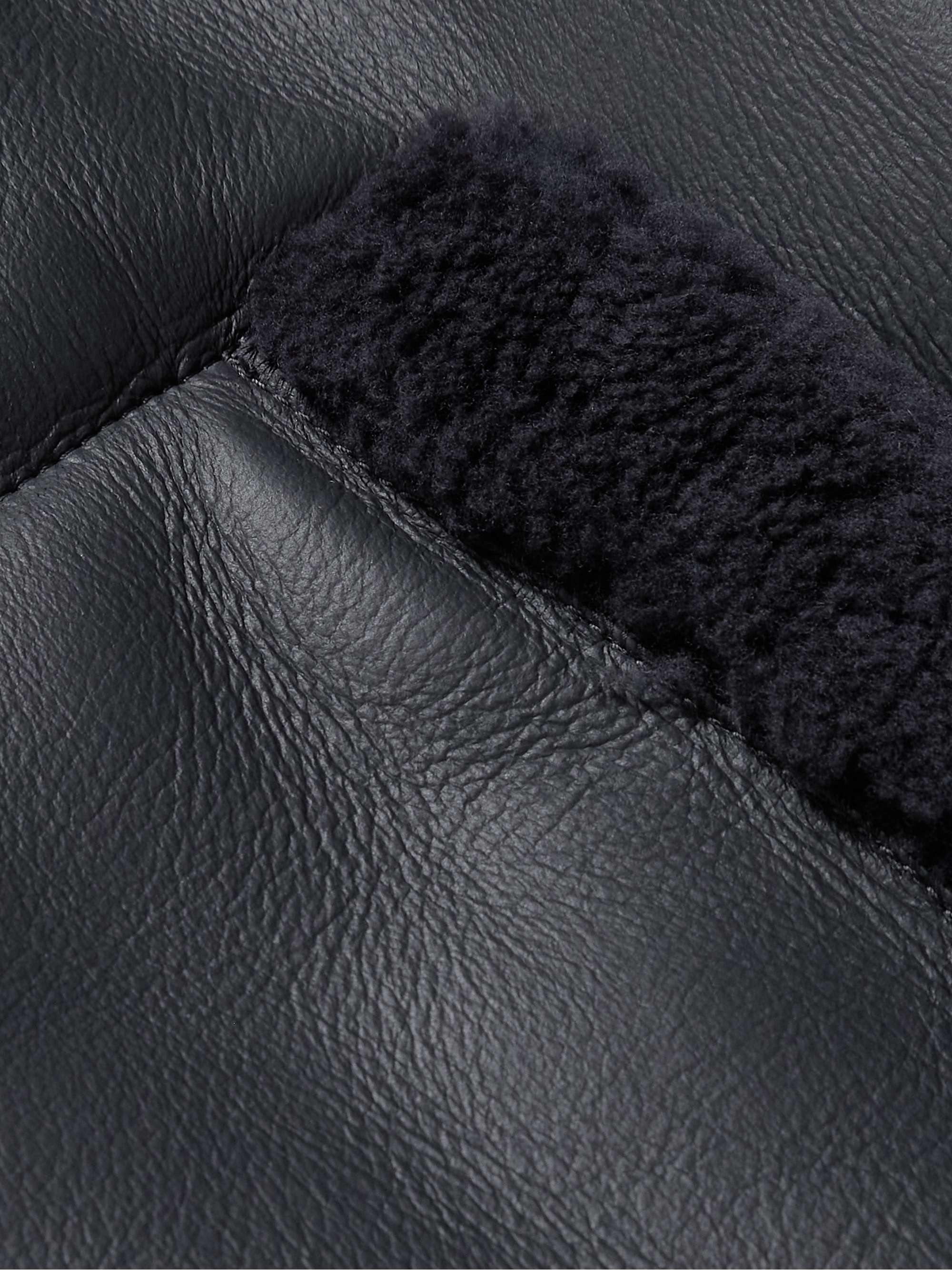 Shearling-Lined Nappa Leather Trucker Jacket view