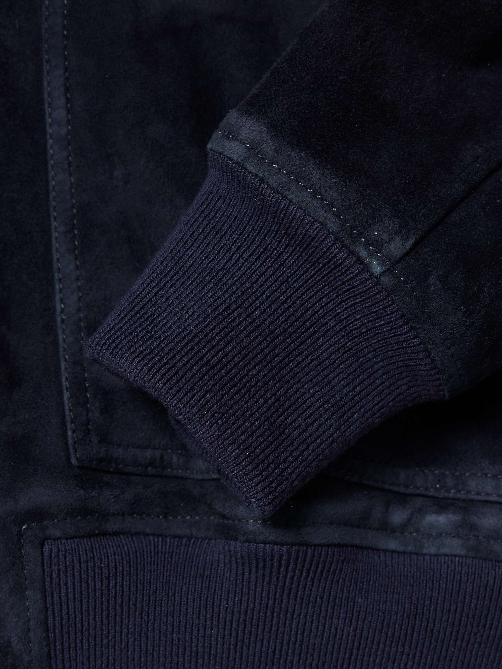 Shearling-Trimmed Suede Bomber Jacket view