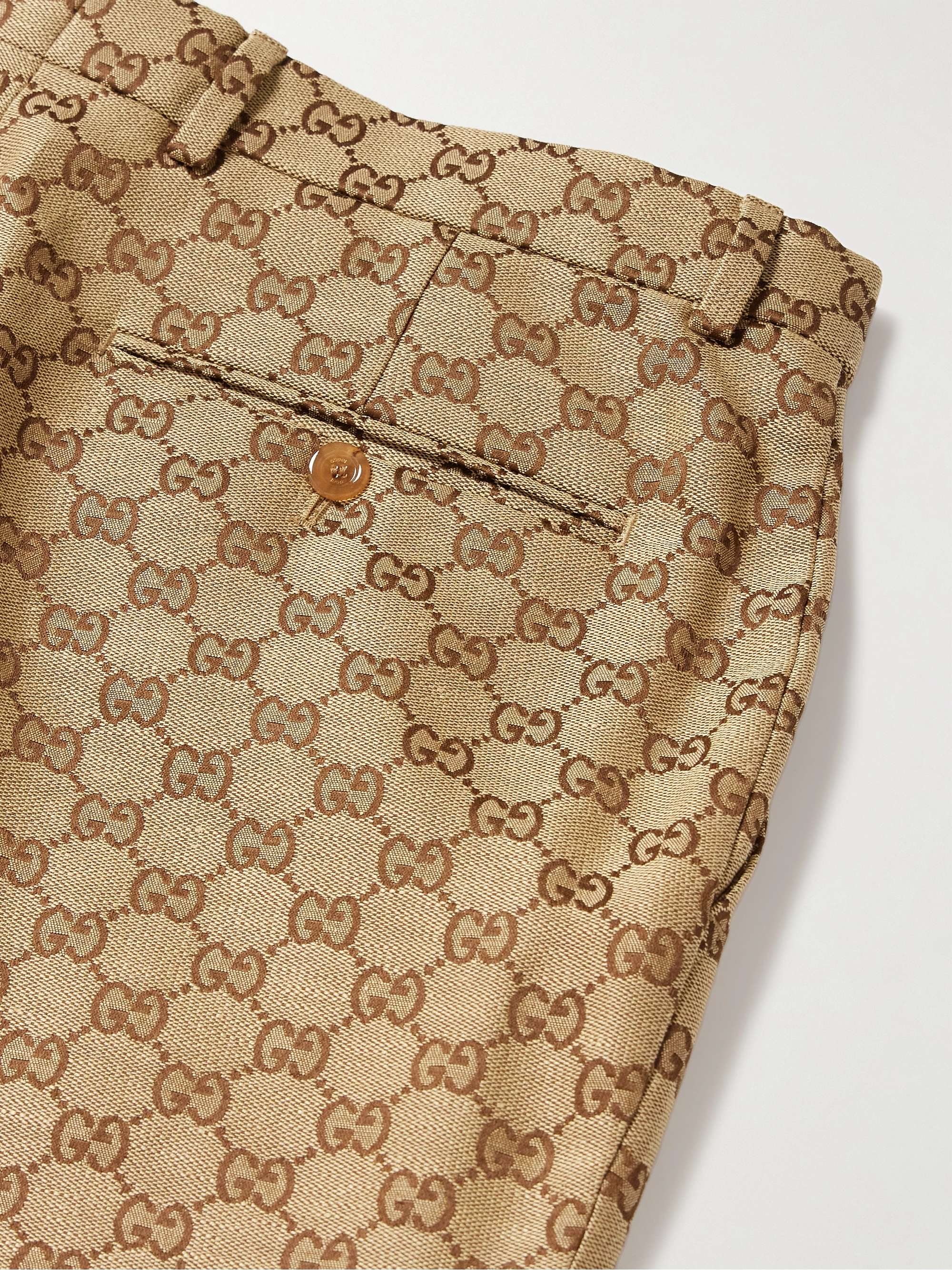 Aria Flared Monogrammed Linen-Blend Suit Trousers view