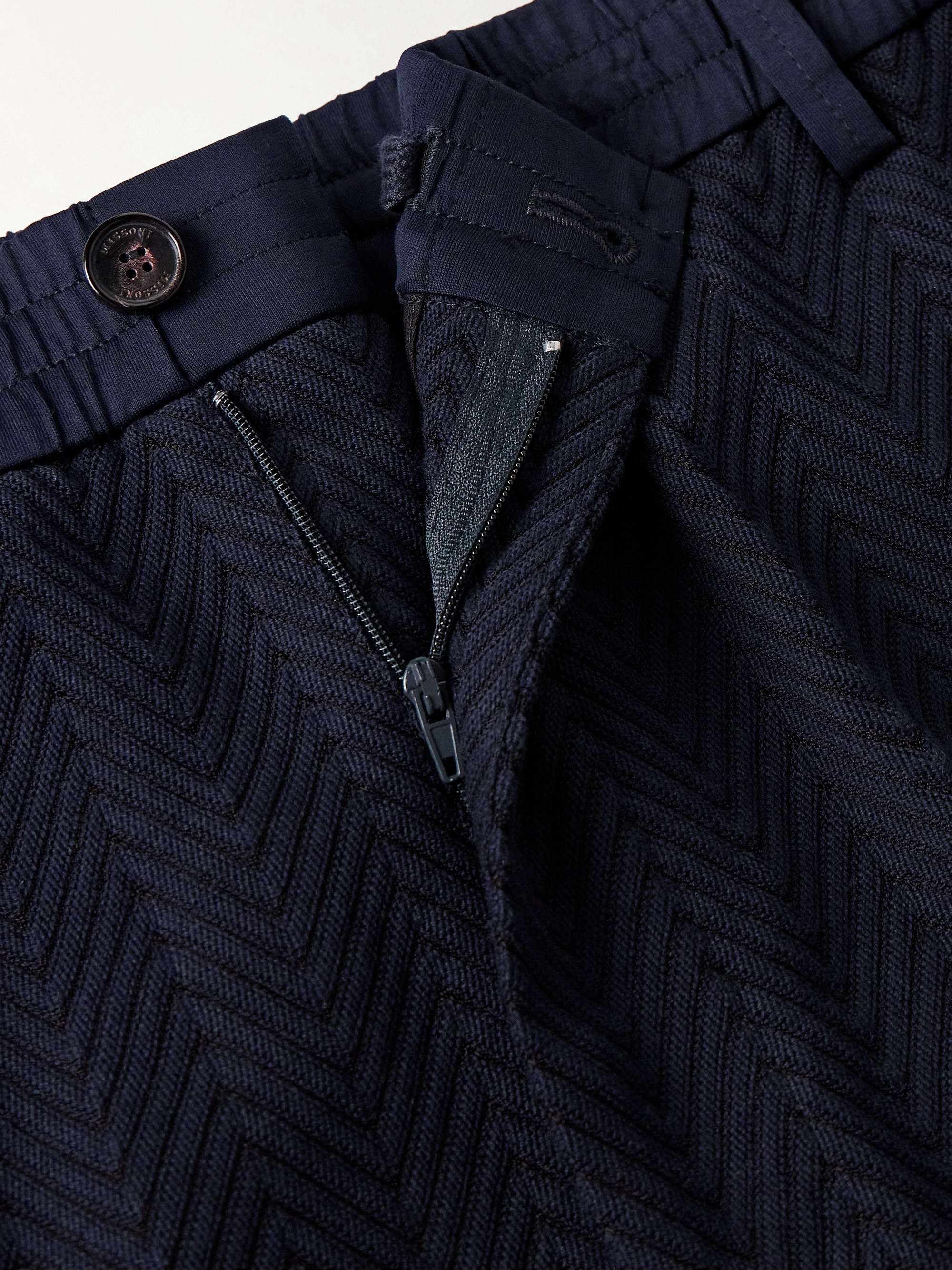 Raschel Tapered Cotton-Blend Jacquard Trousers view