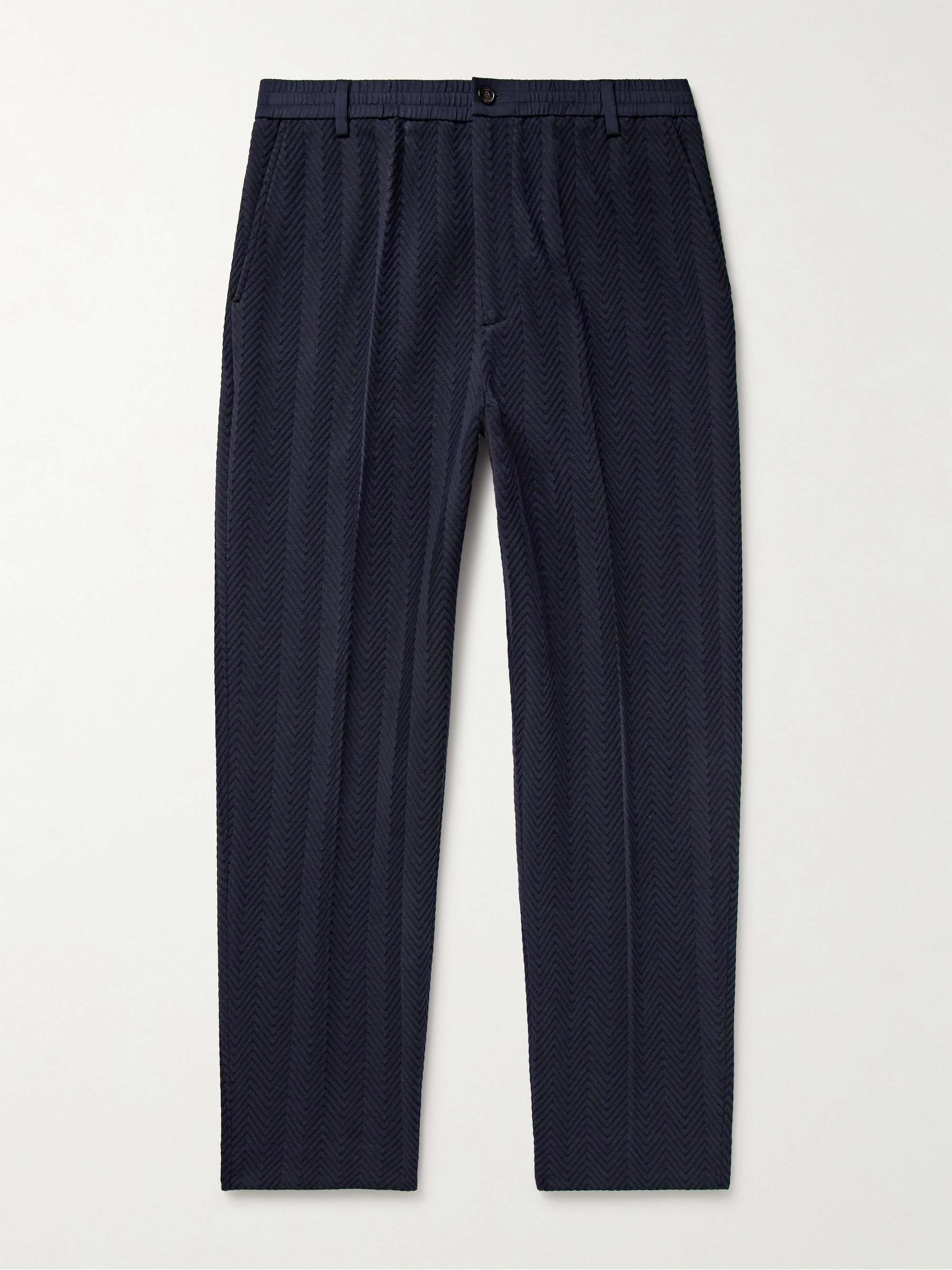 Raschel Tapered Cotton-Blend Jacquard Trousers view