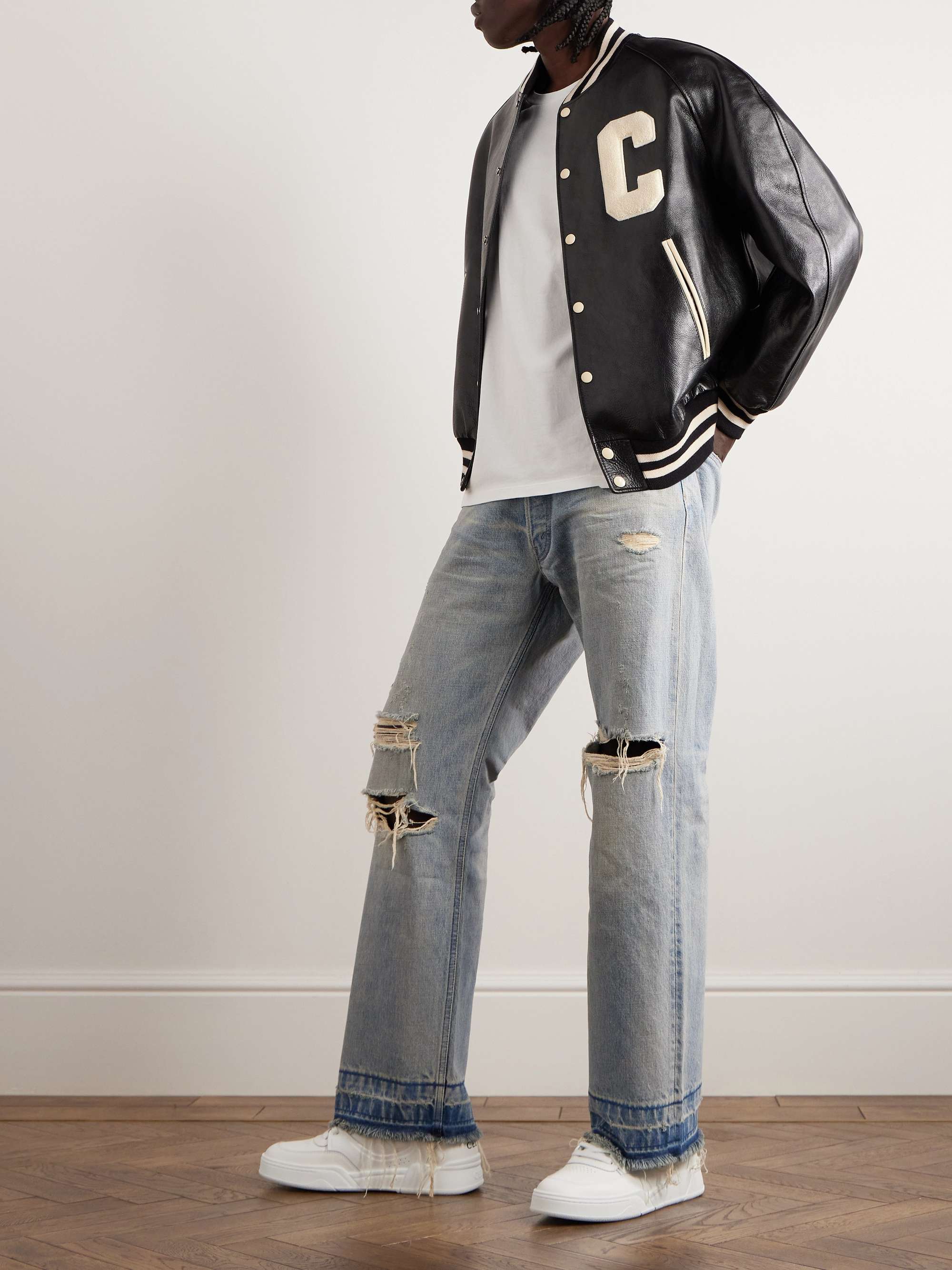 Teddy Logo-Appliquéd Leather Bomber Jacket view