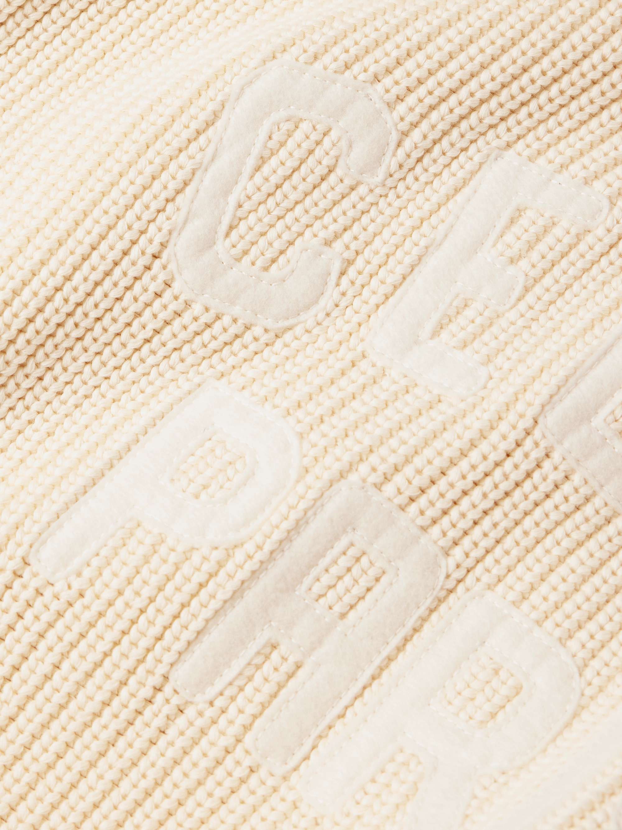 Logo-Appliquéd Ribbed Cotton Cardigan view