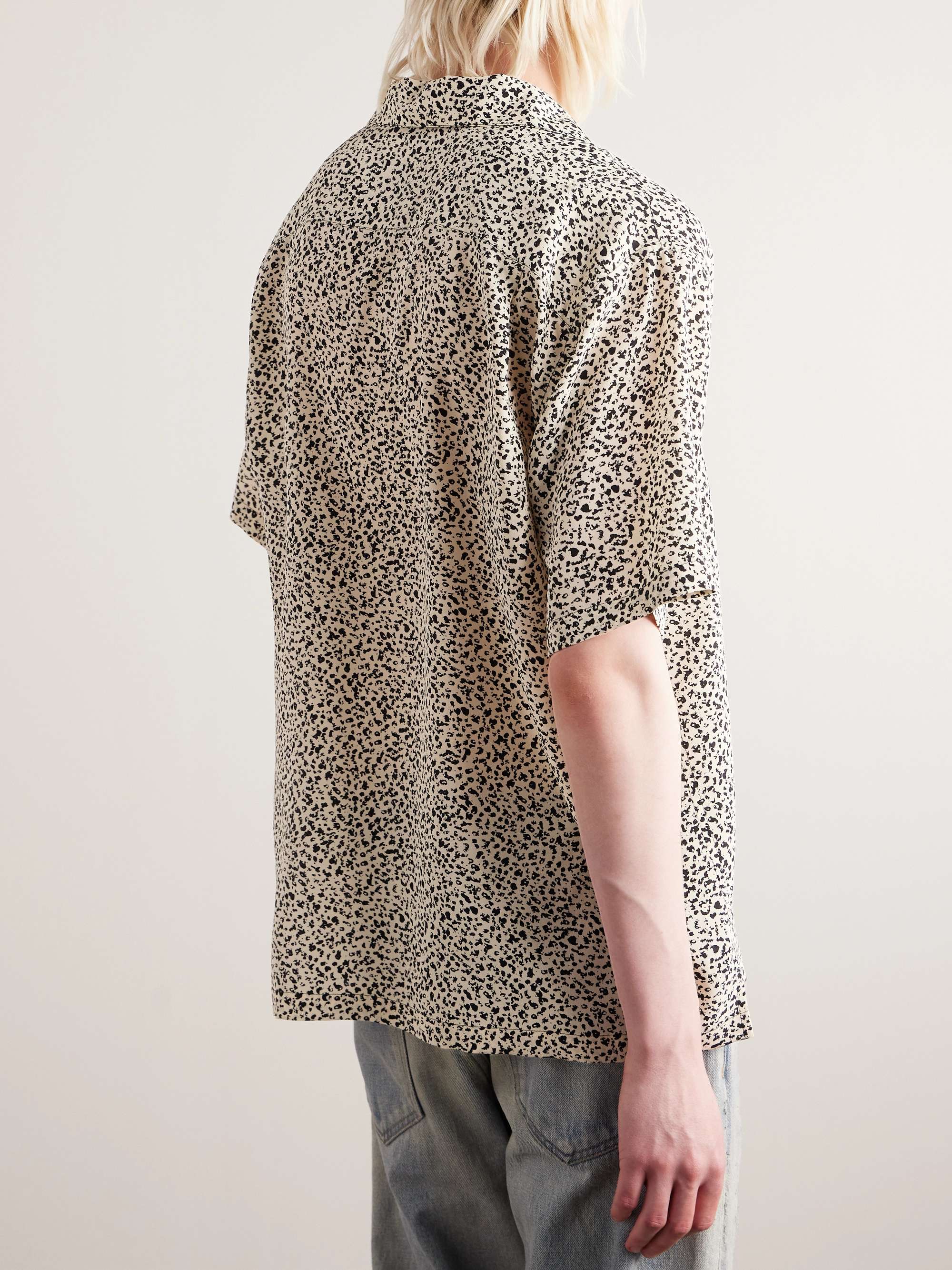 Camp-Collar Leopard-Print Silk Crepe de Chine Shirt view