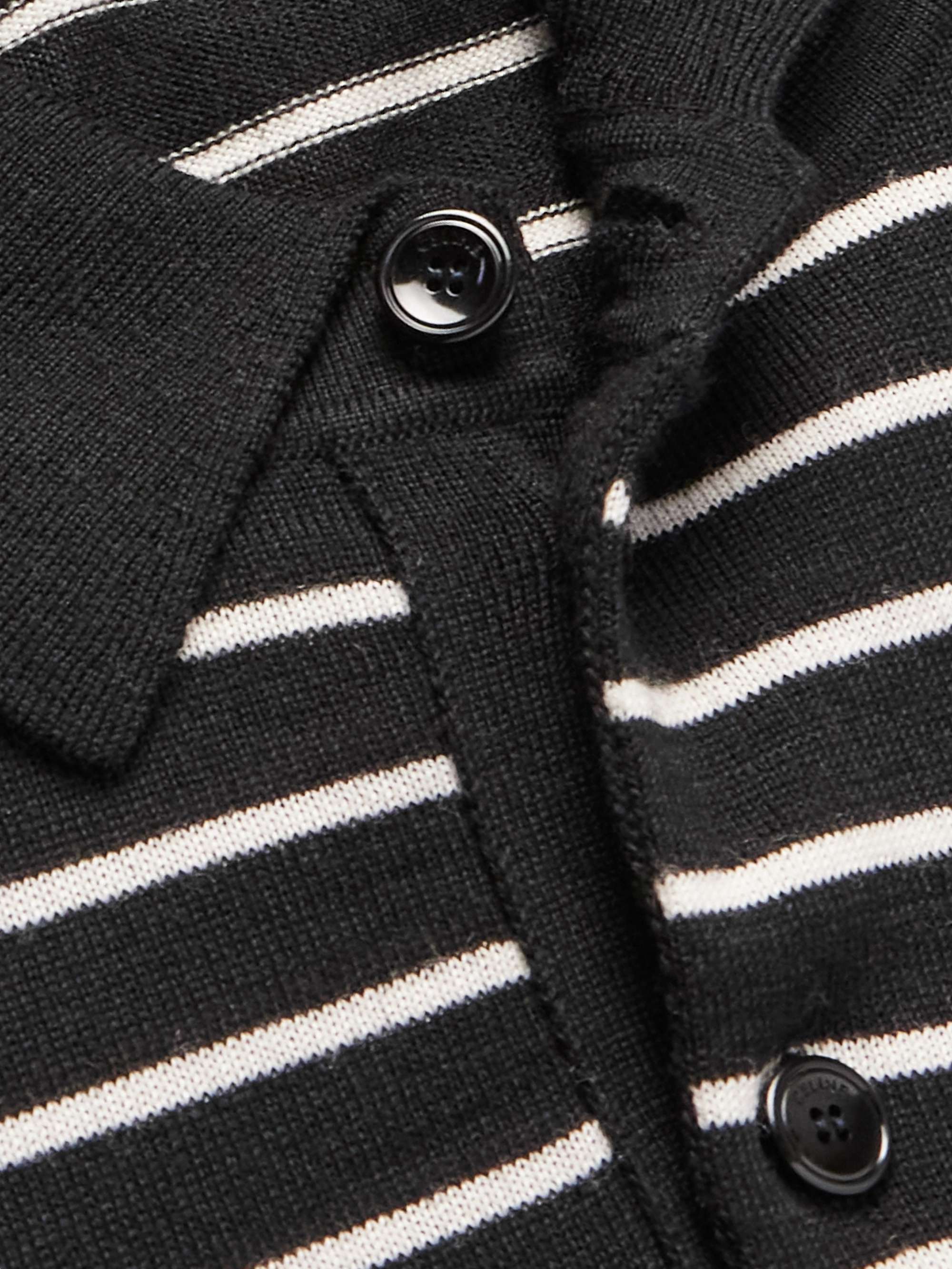 Slim-Fit Logo-Embroidered Striped Wool Polo Shirt view