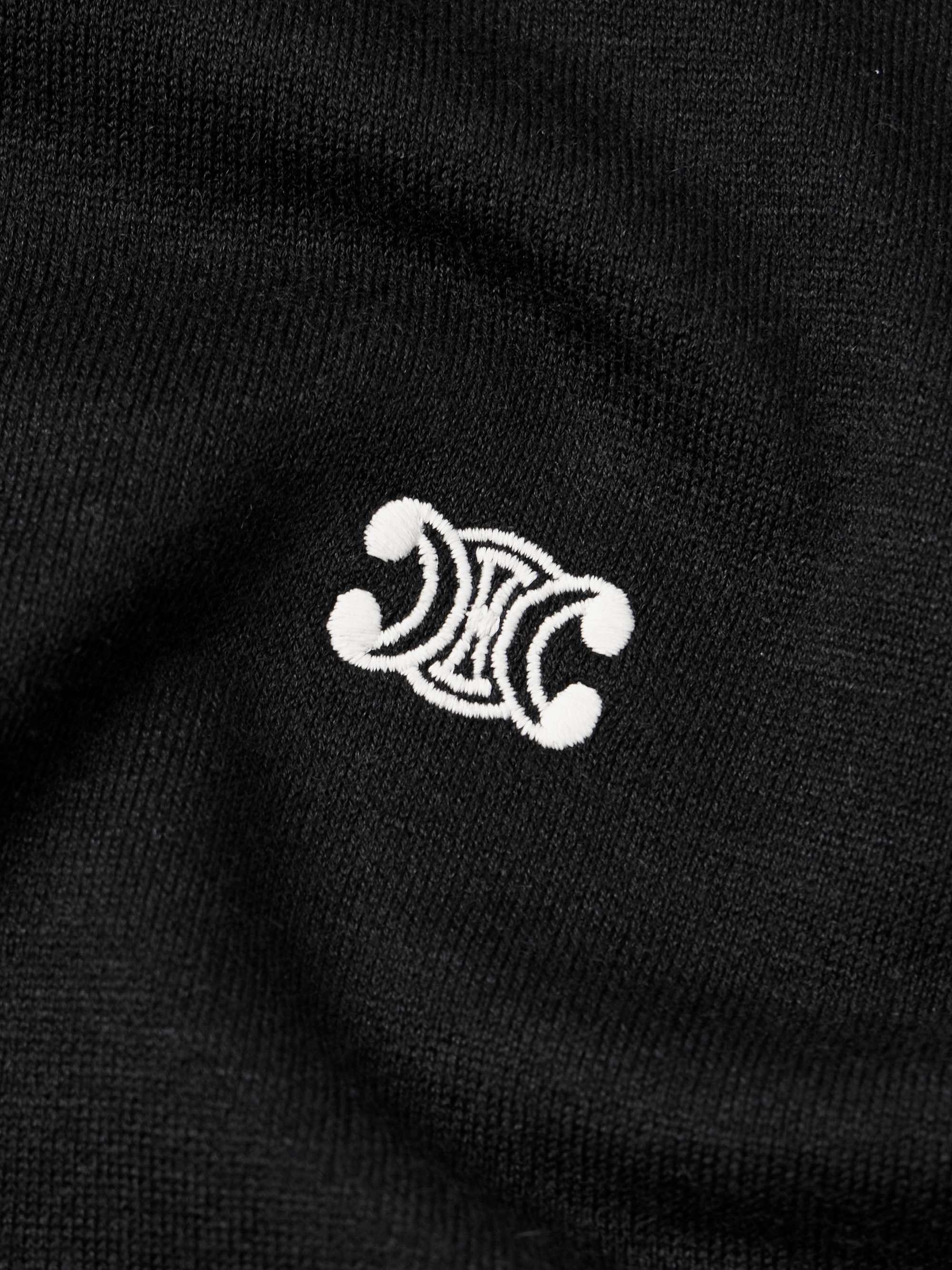 Logo-Embroidered Cotton and Cashmere-Blend Hoodie view
