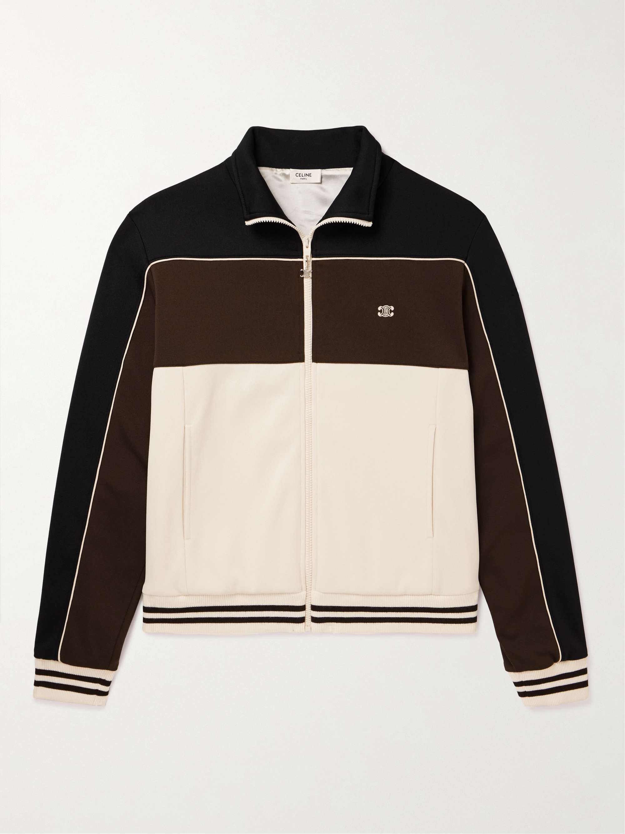 Triomphe Logo-Embroidered Colour-Block Jersey Track Jacket view