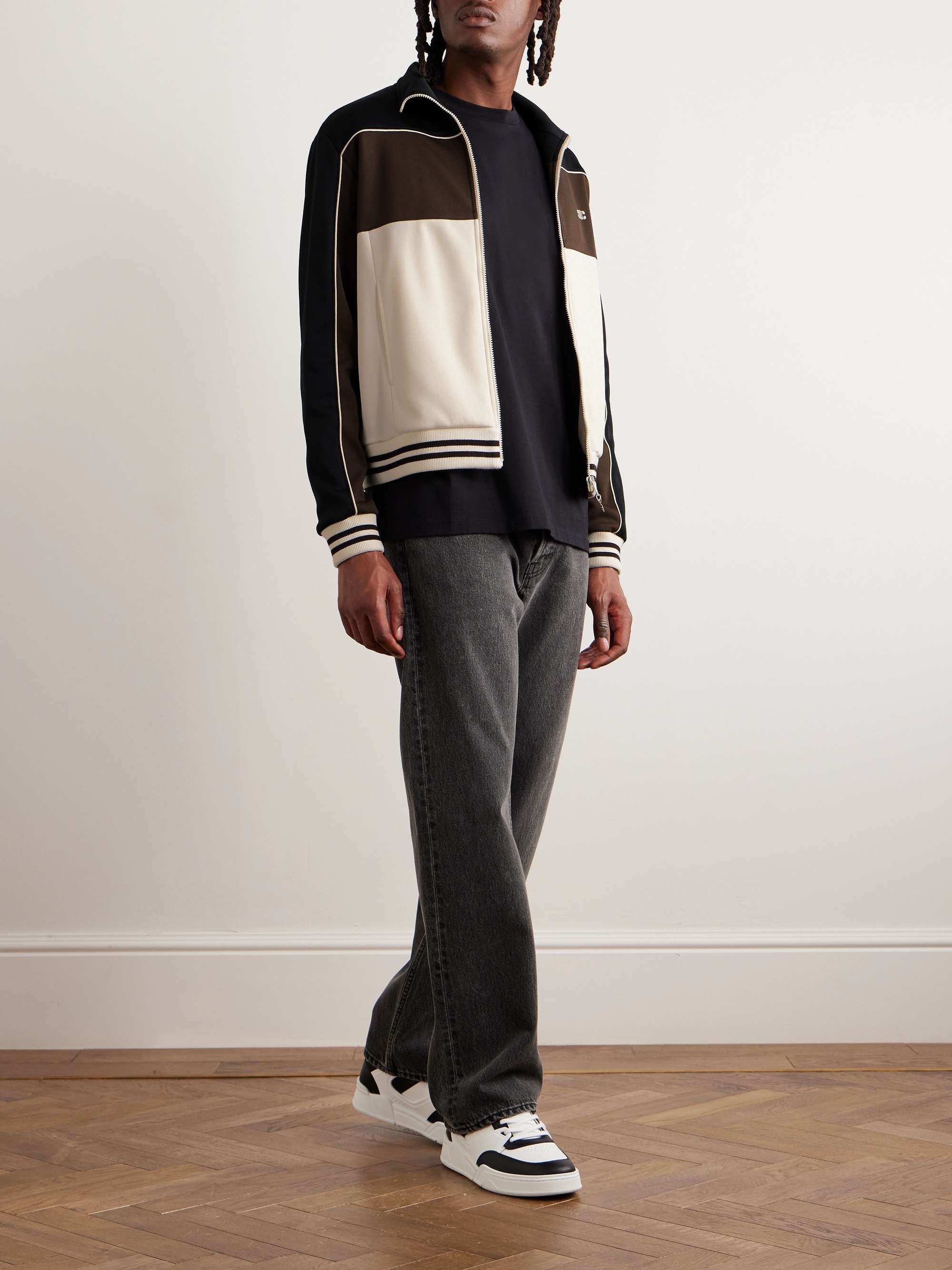 Triomphe Logo-Embroidered Colour-Block Jersey Track Jacket view