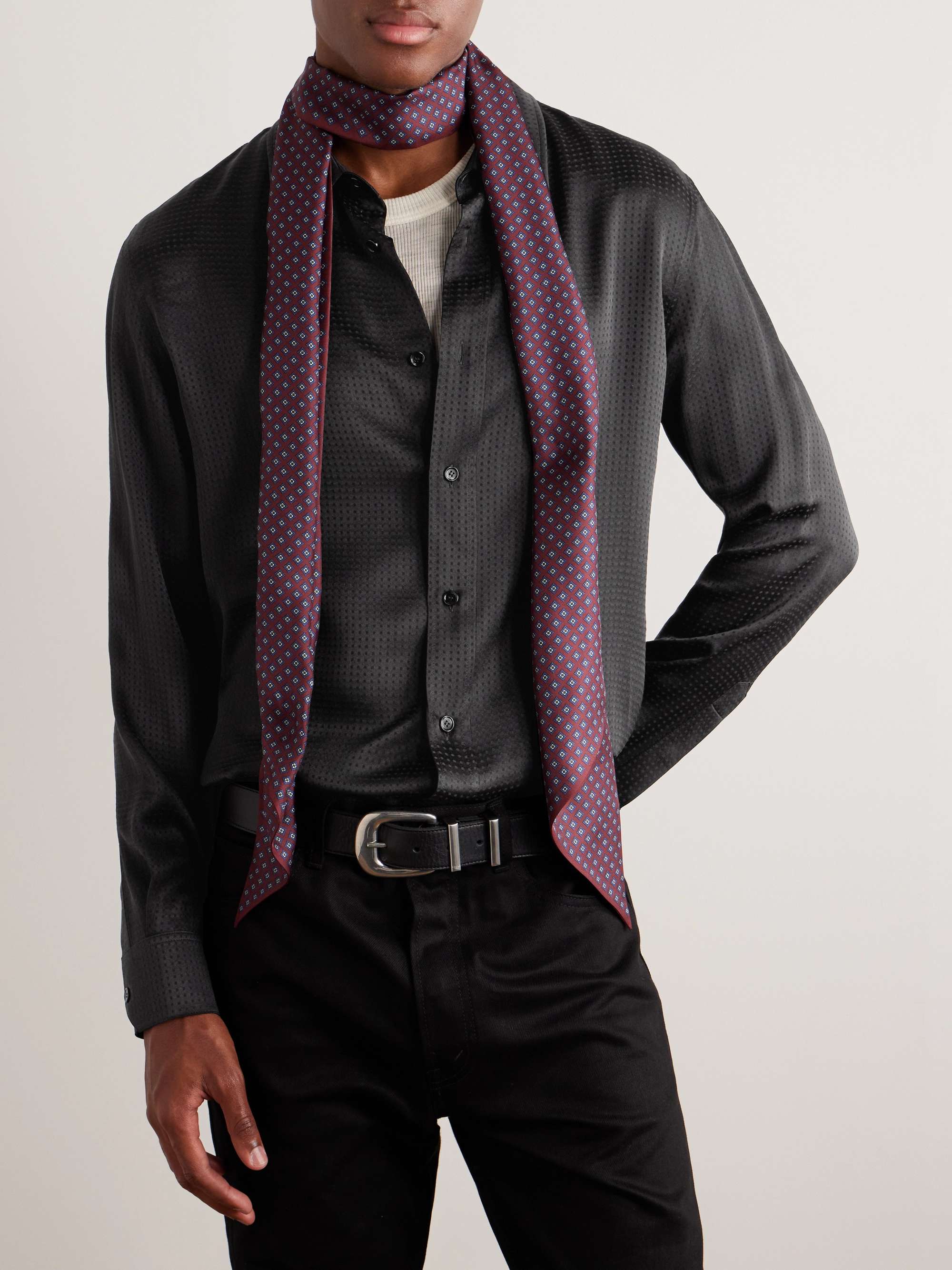 Slim-Fit Printed Silk Shirt view