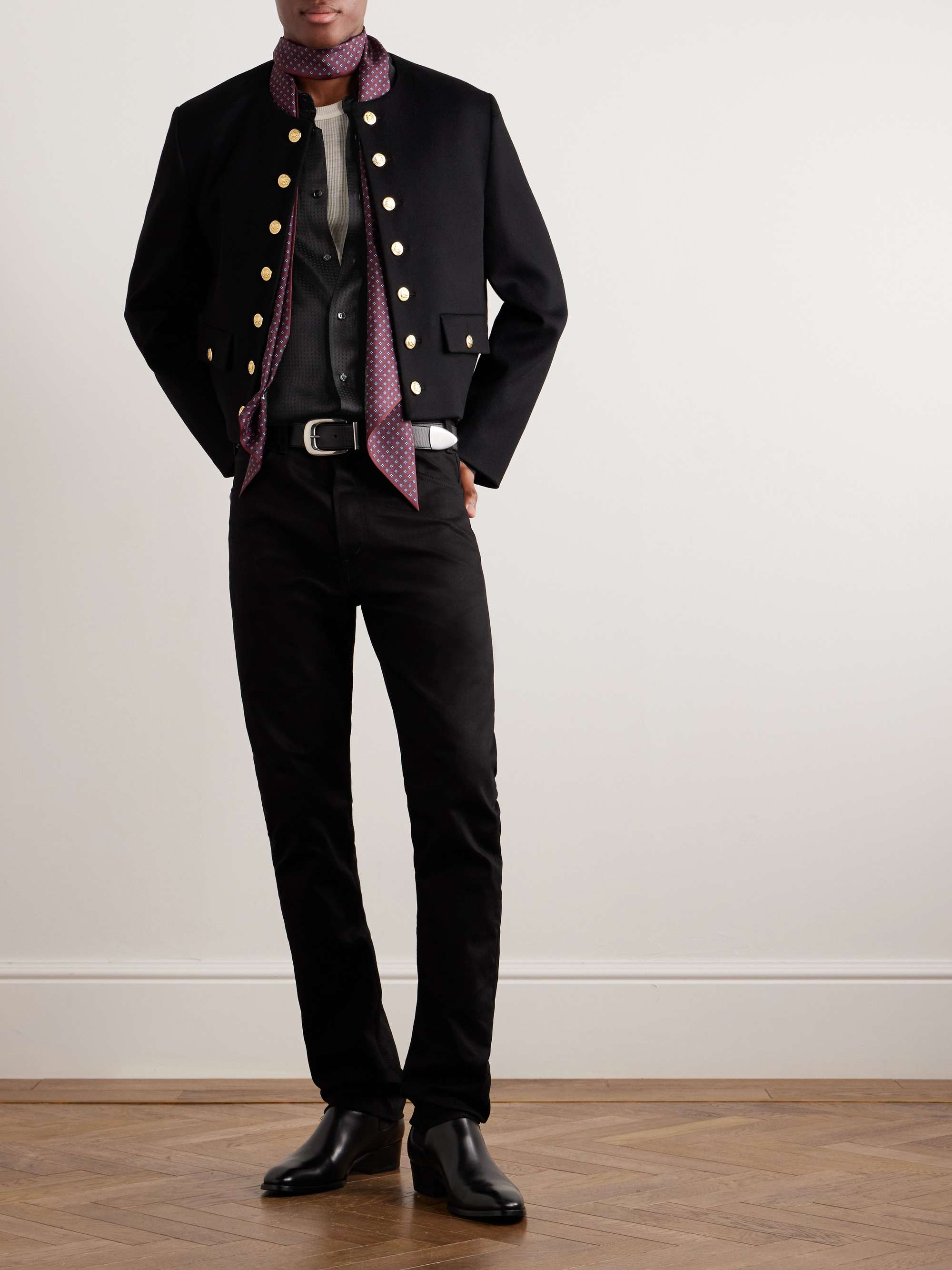 Slim-Fit Printed Silk Shirt view
