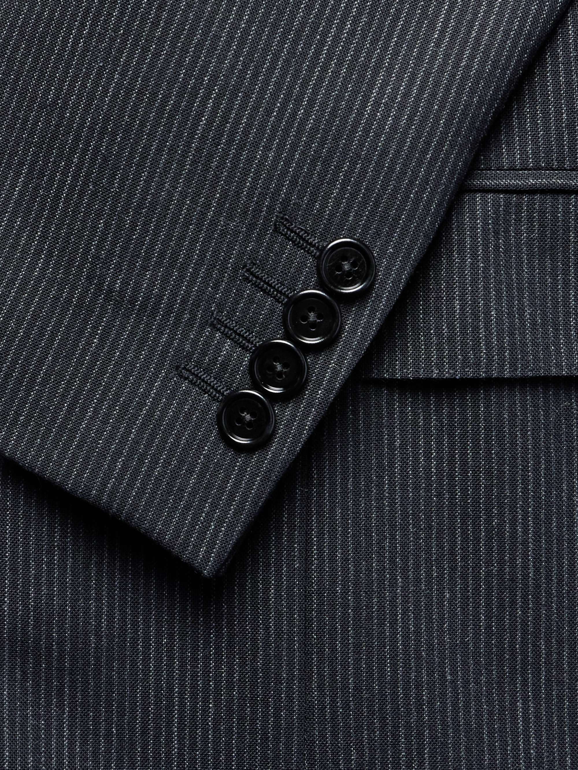 Slim-Fit Double-Breasted Pinstriped Wool Blazer view
