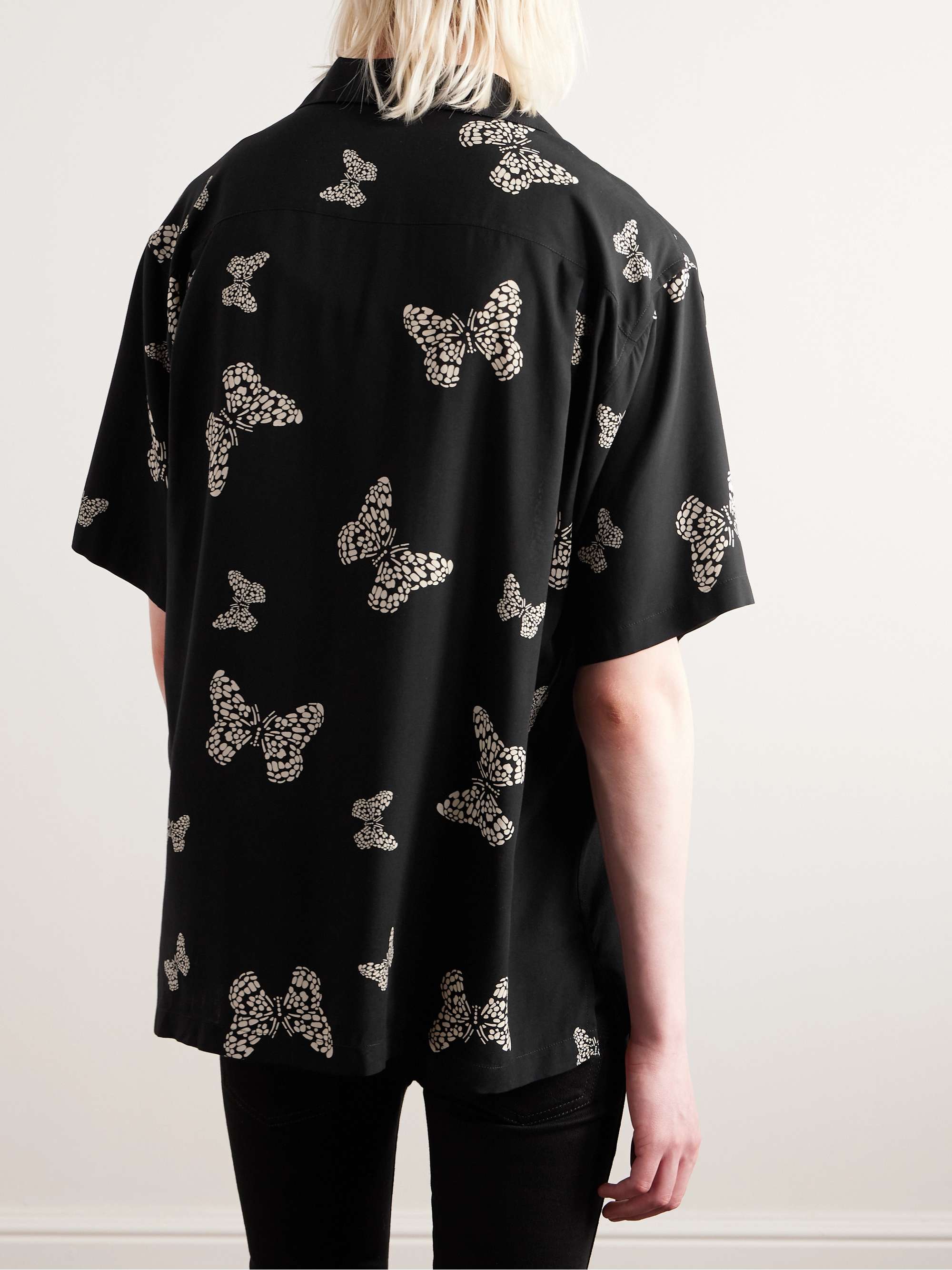 Convertible-Collar Printed Woven Shirt view