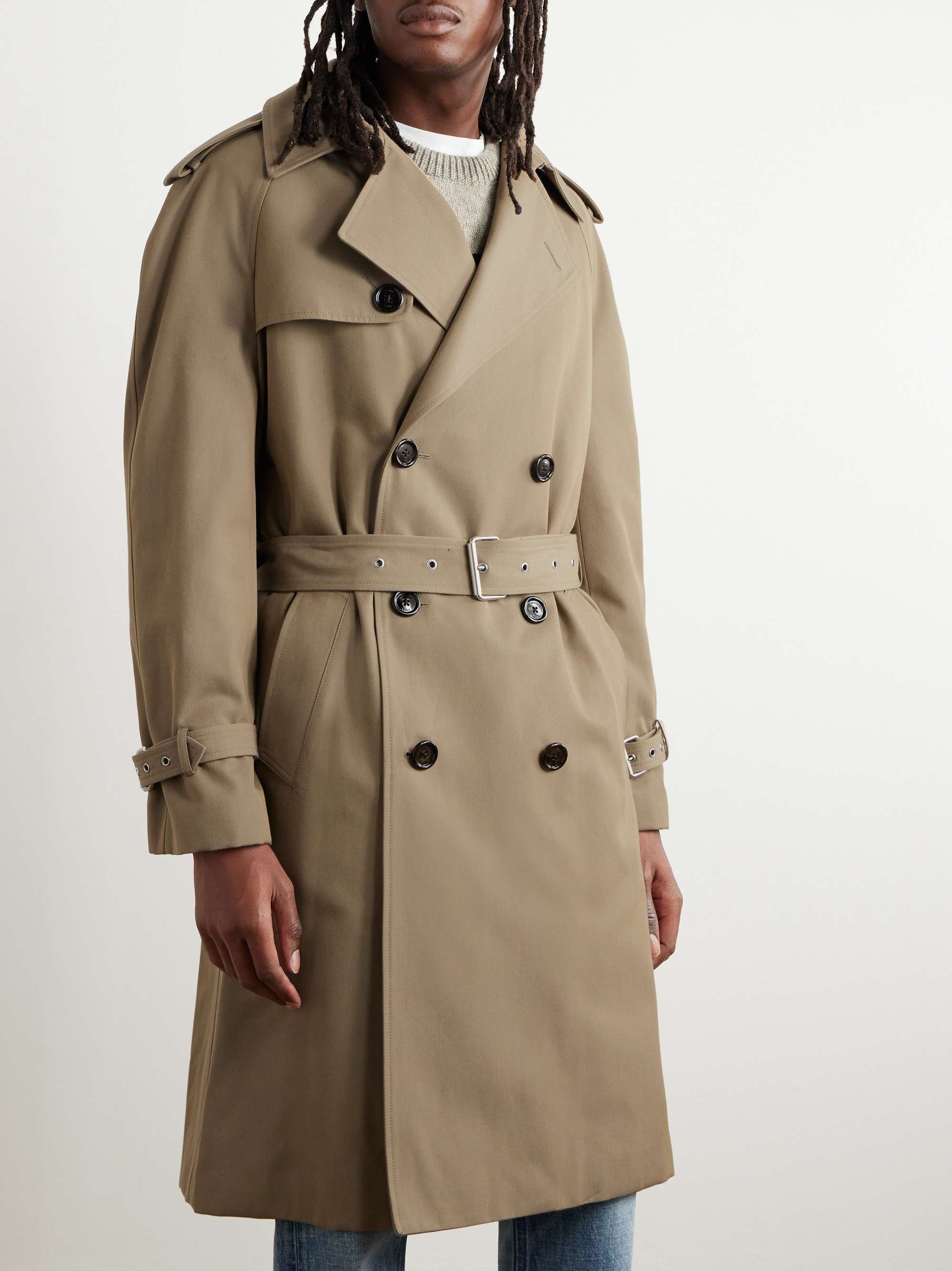 Double-Breasted Wool and Cotton-Blend Gabardine Trench Coat view