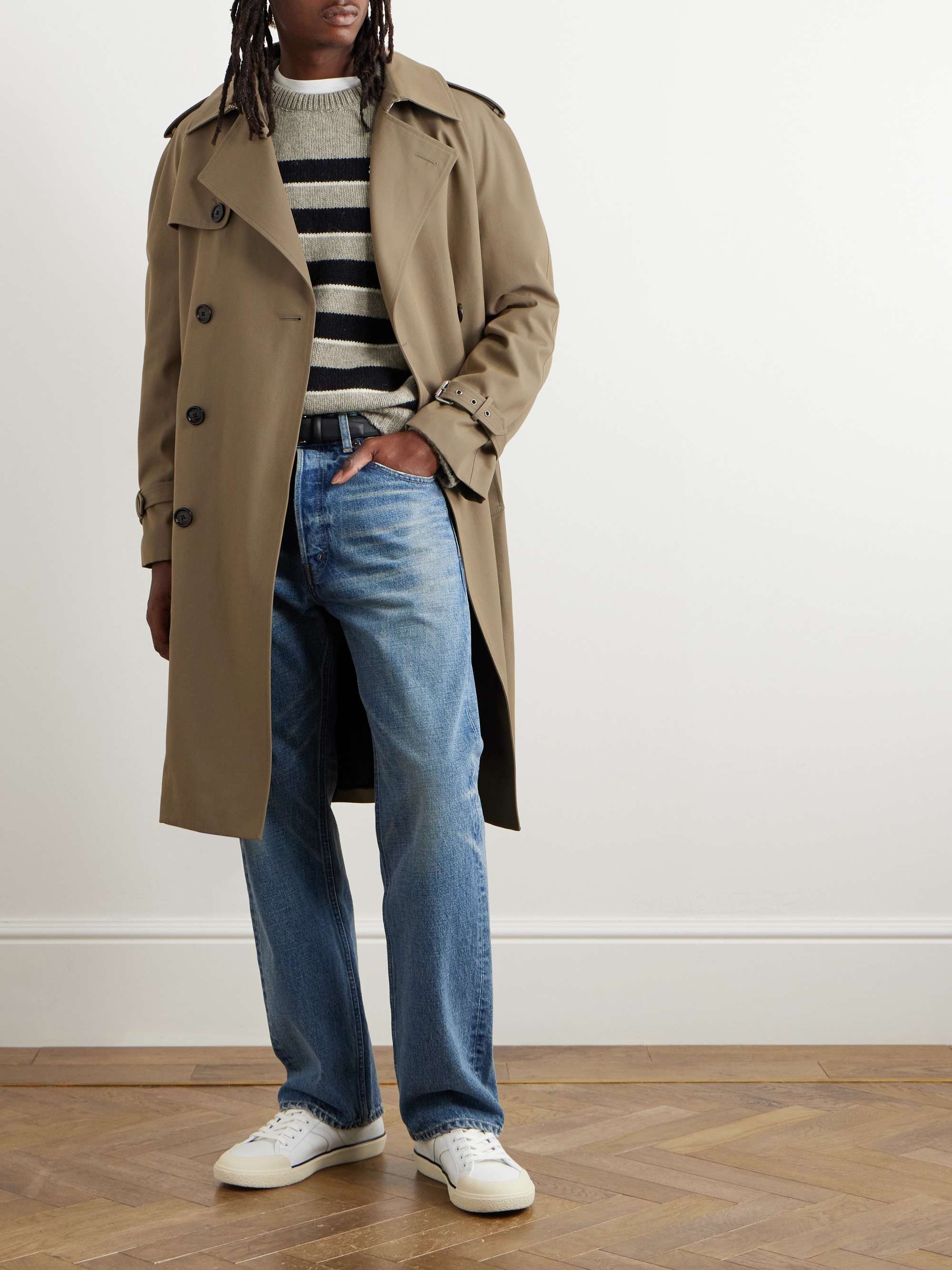 Double-Breasted Wool and Cotton-Blend Gabardine Trench Coat view