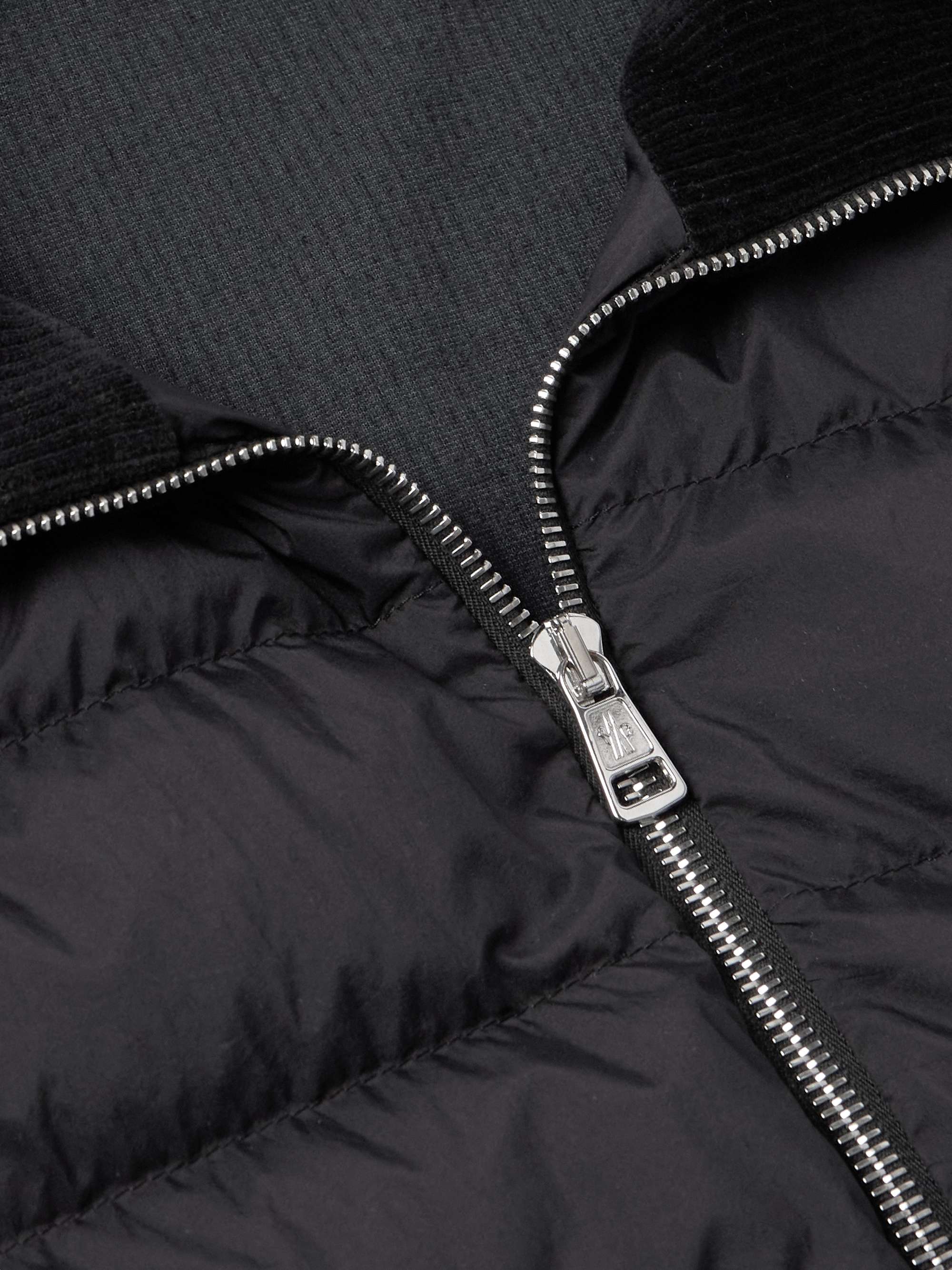 Ribbed Cotton-Blend Chenille and Quilted Shell Down Zip-Up Cardigan view