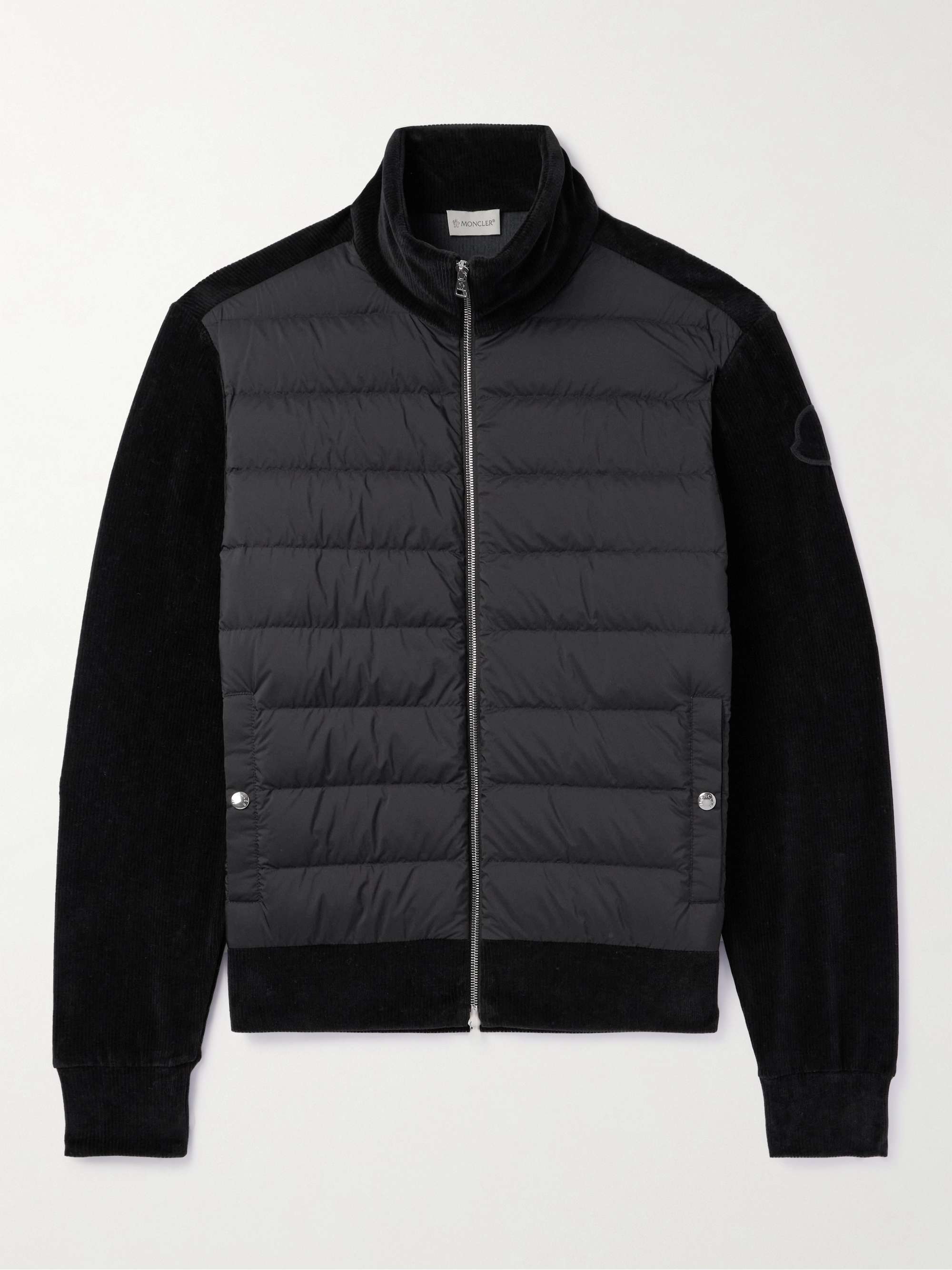 Ribbed Cotton-Blend Chenille and Quilted Shell Down Zip-Up Cardigan view