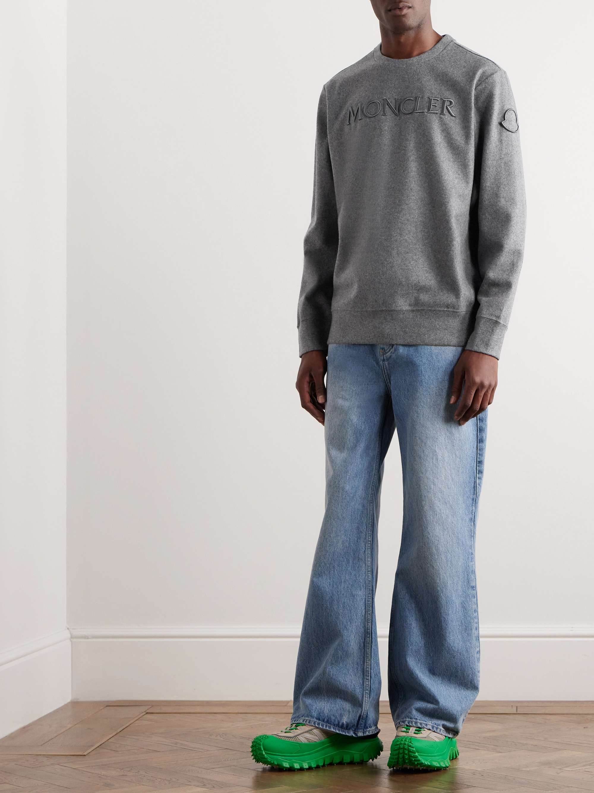 Logo-Embroidered Wool-Blend Felt Sweatshirt view
