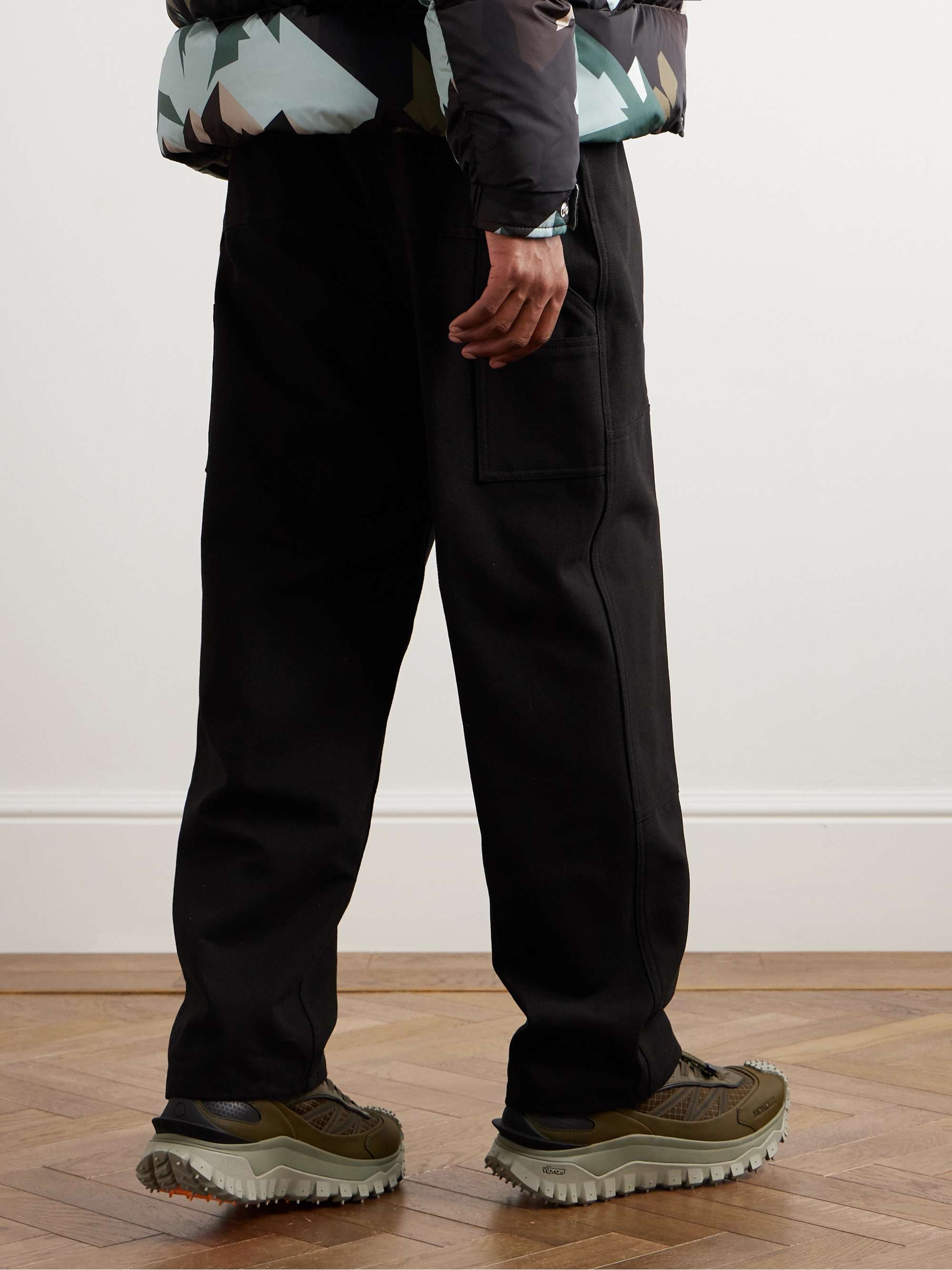 Straight-Leg Logo-Embroidered Cotton-Canvas Trousers view