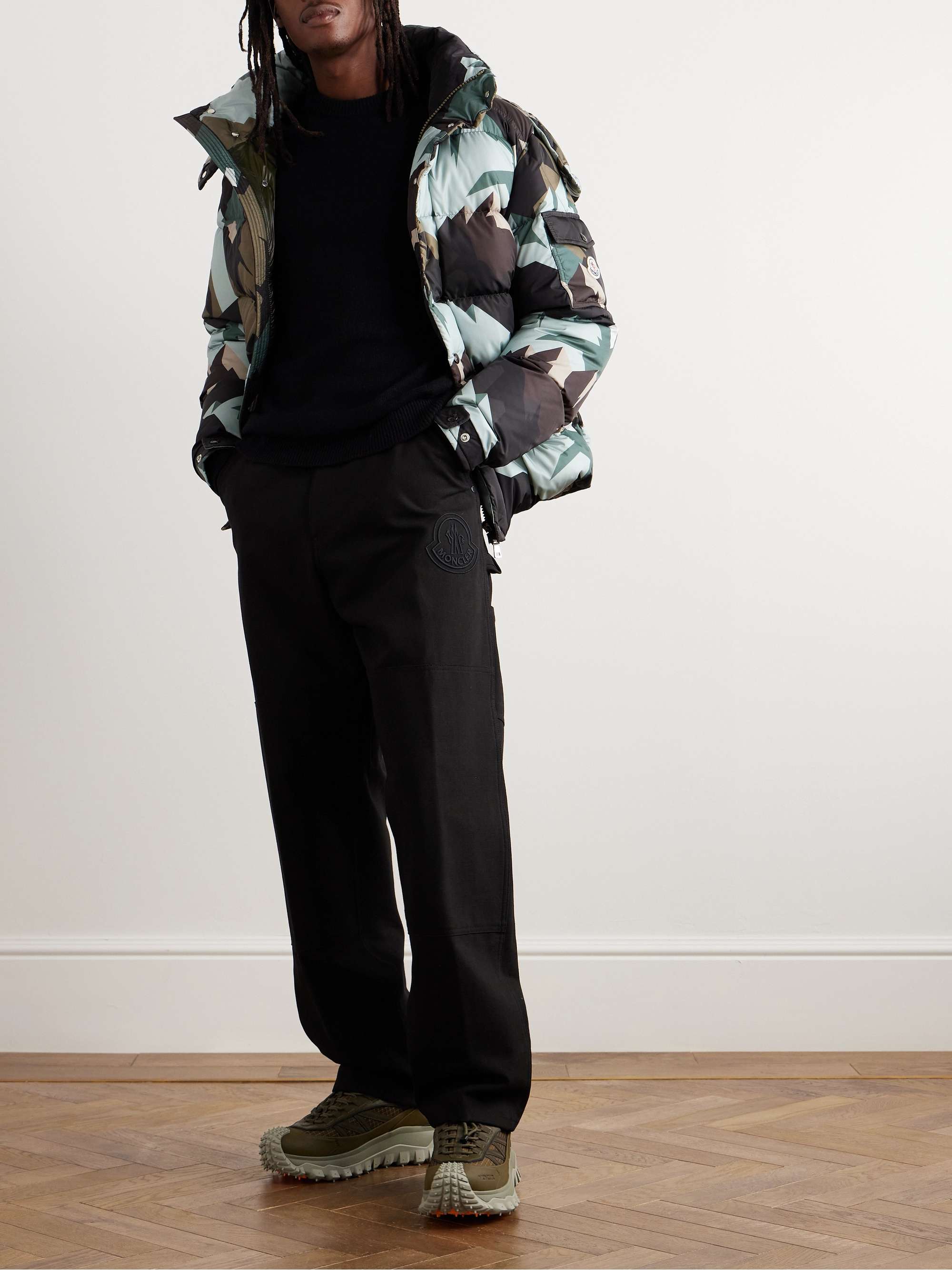 Straight-Leg Logo-Embroidered Cotton-Canvas Trousers view