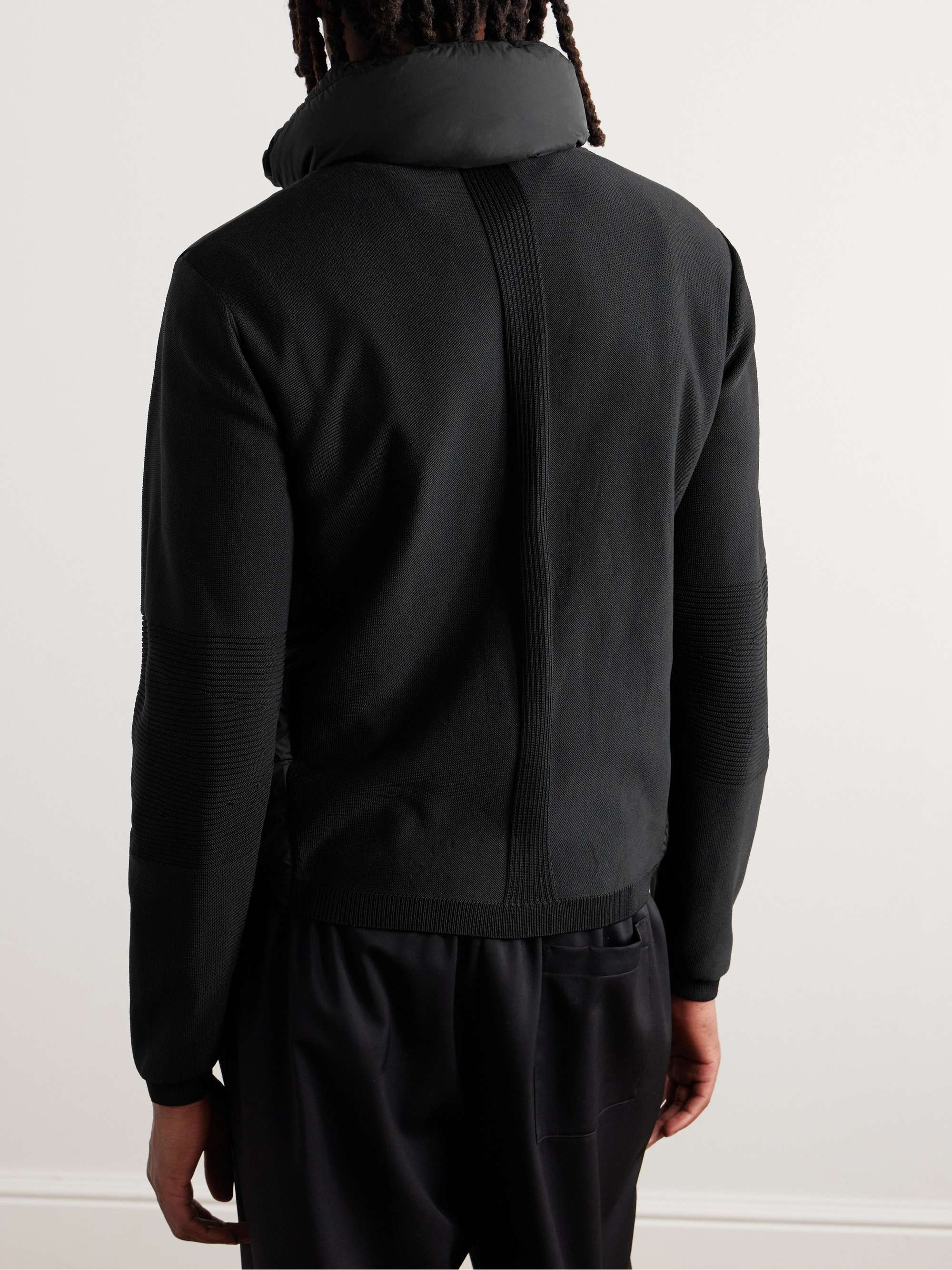 Slim-Fit Logo-Appliquéd Ribbed-Knit and Quilted Shell Down Zip-Up Cardigan view