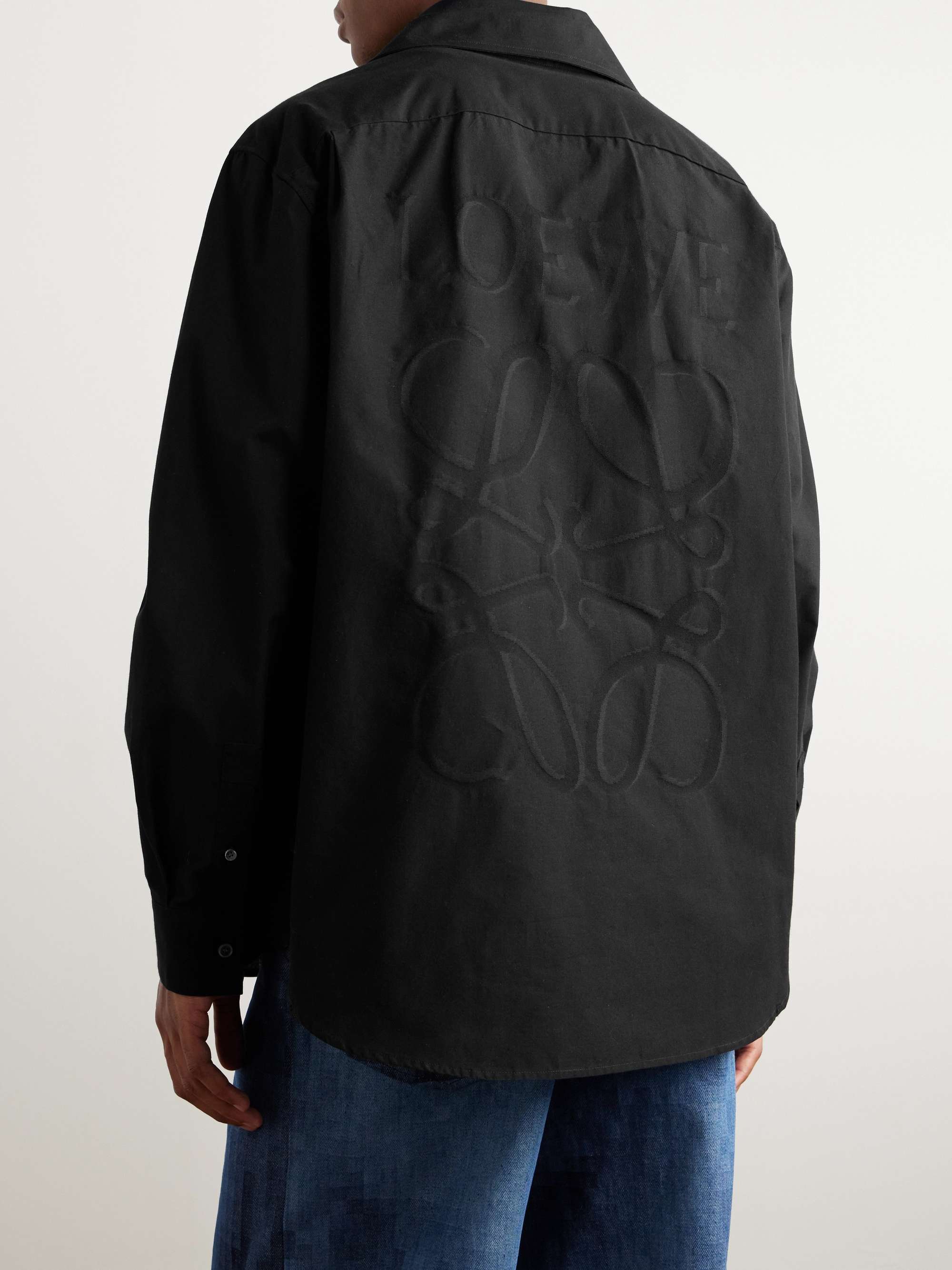Cotton-Jacquard Hooded Overshirt view