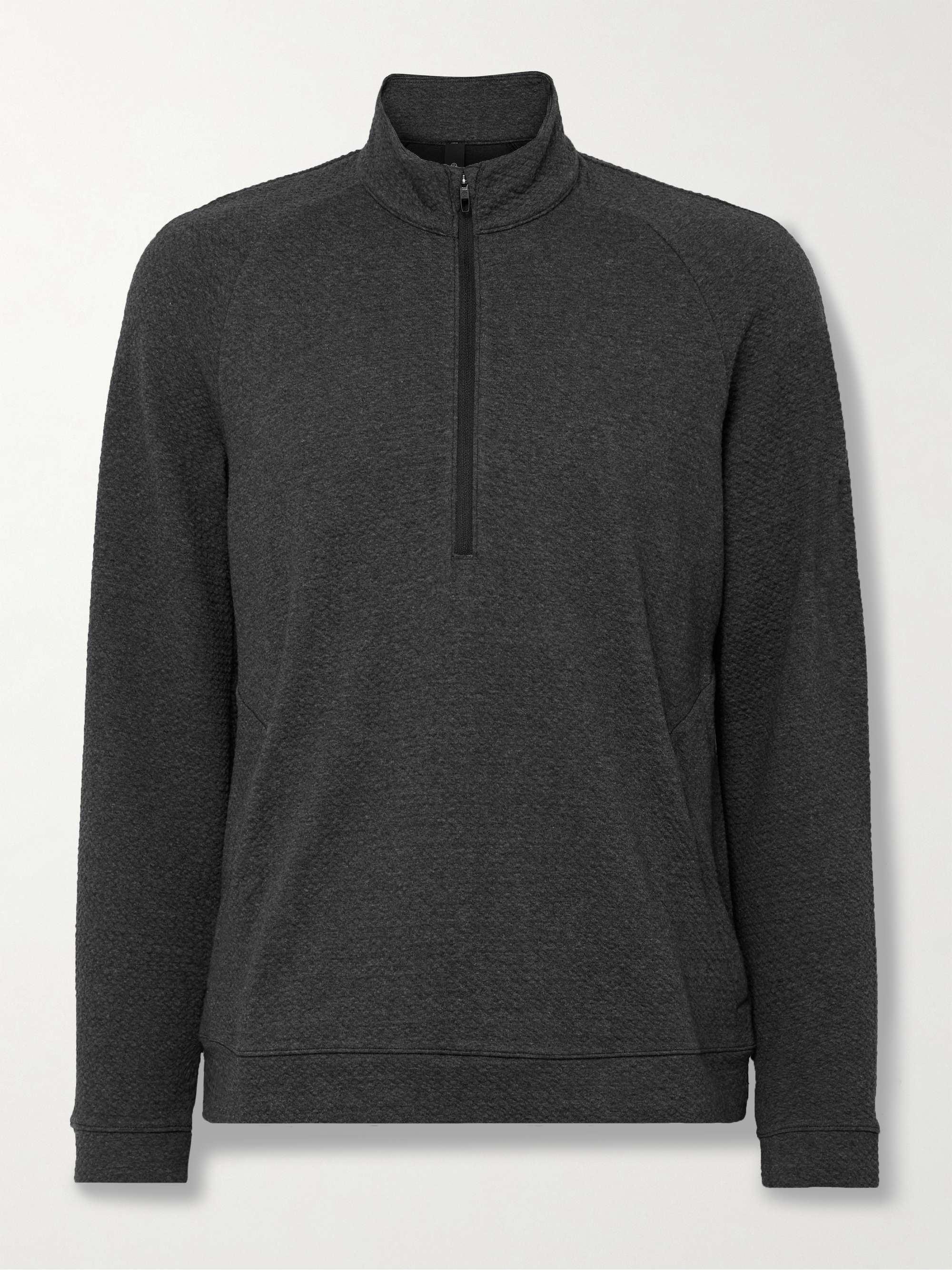 Textured Cotton-Blend Jersey Half-Zip Sweater view