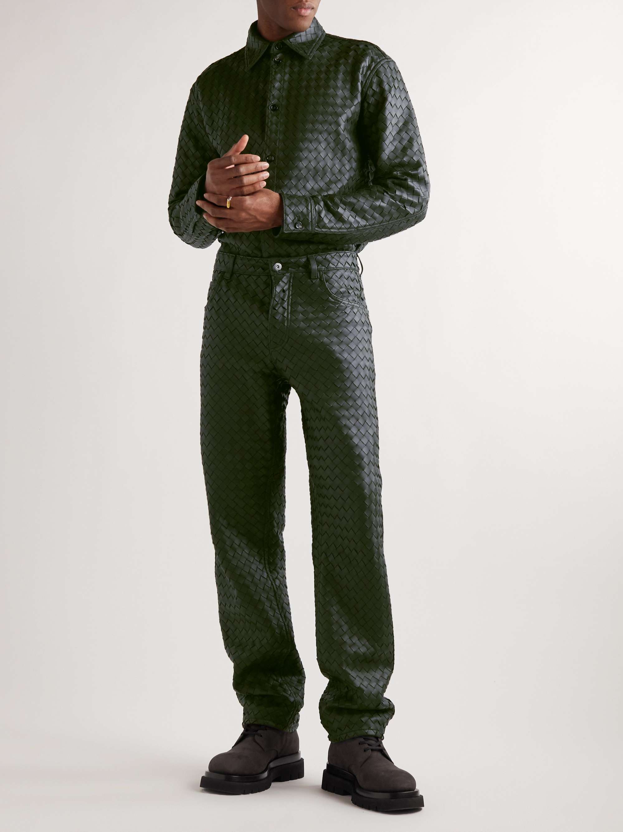 Intrecciato Leather Trousers view