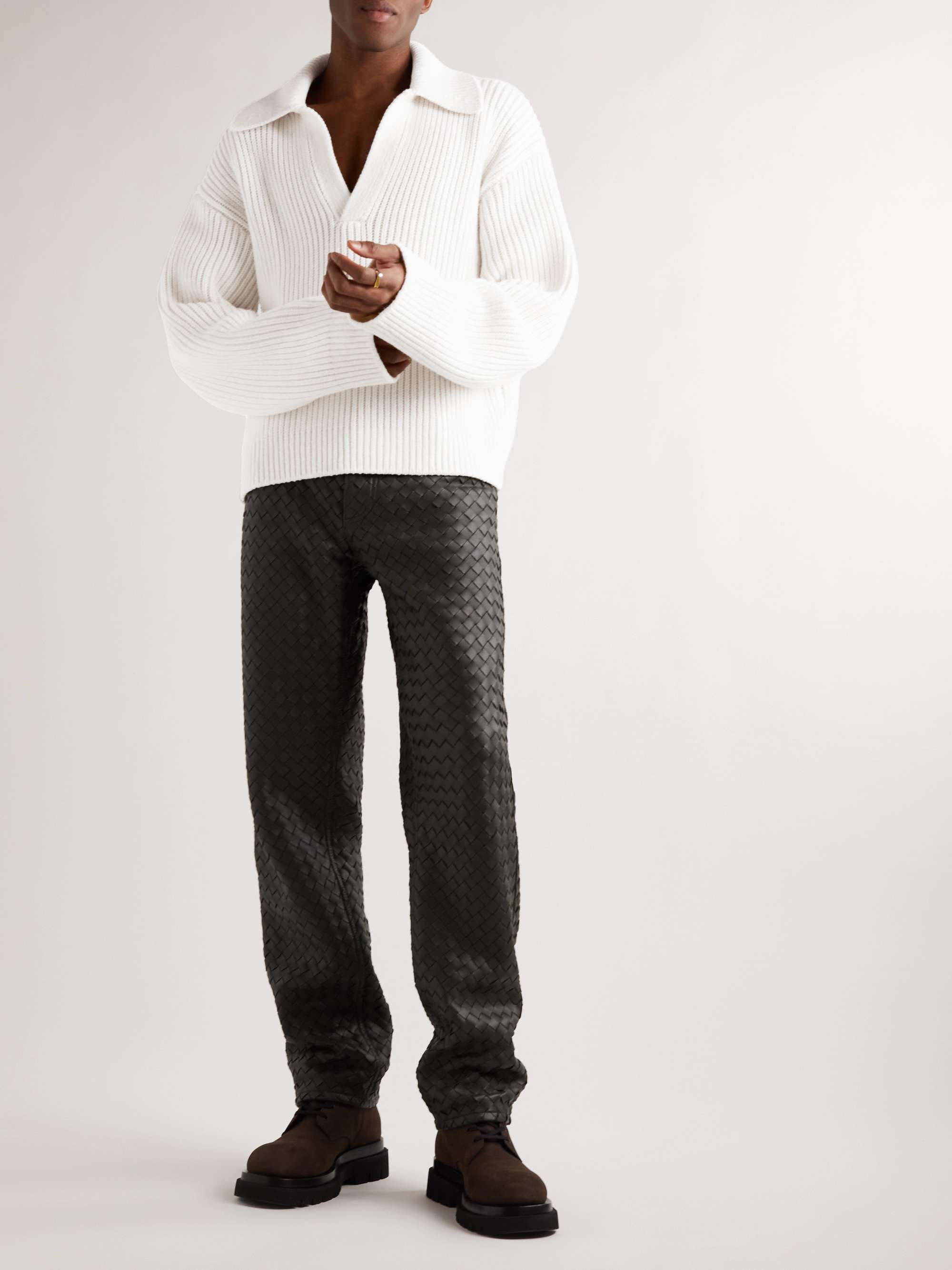 Ribbed-Knit Polo Sweater view