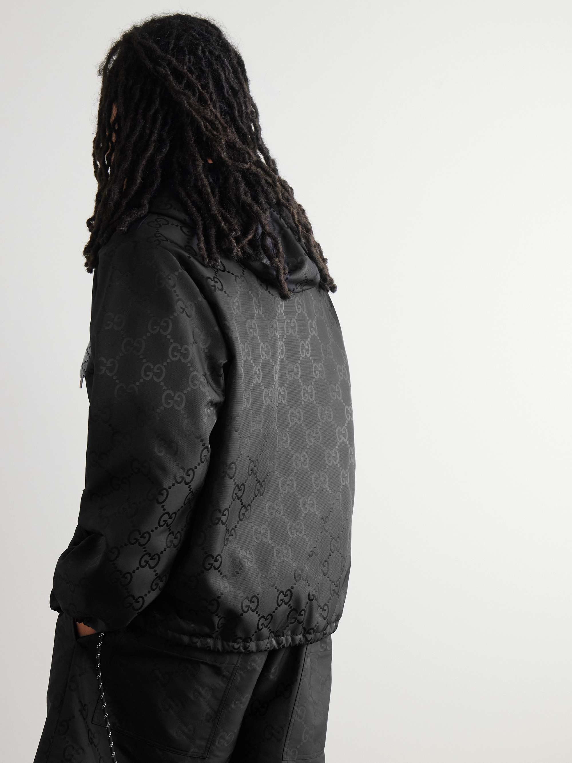 Padded Logo-Jacquard Shell Hooded Jacket view