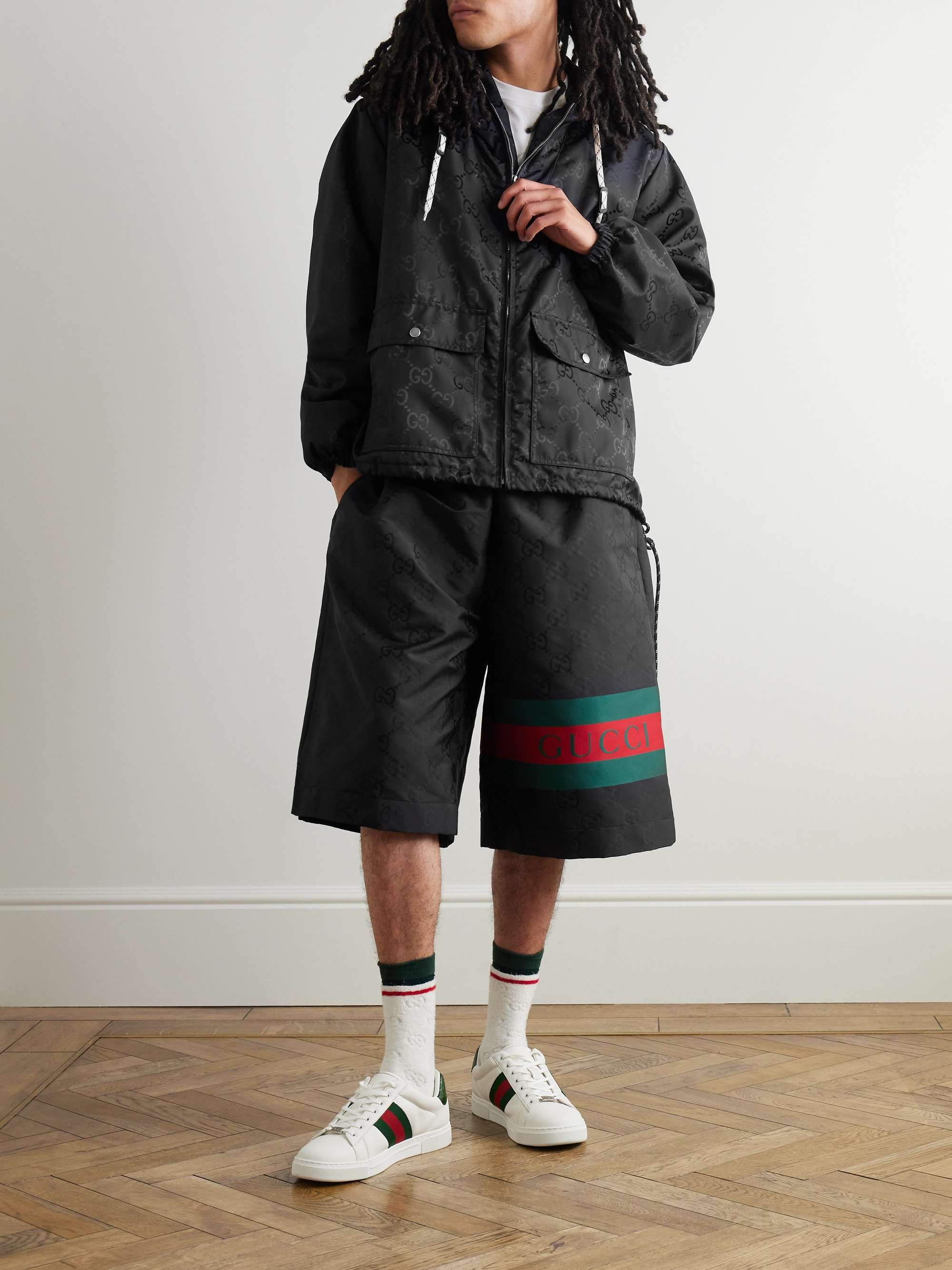 Padded Logo-Jacquard Shell Hooded Jacket view