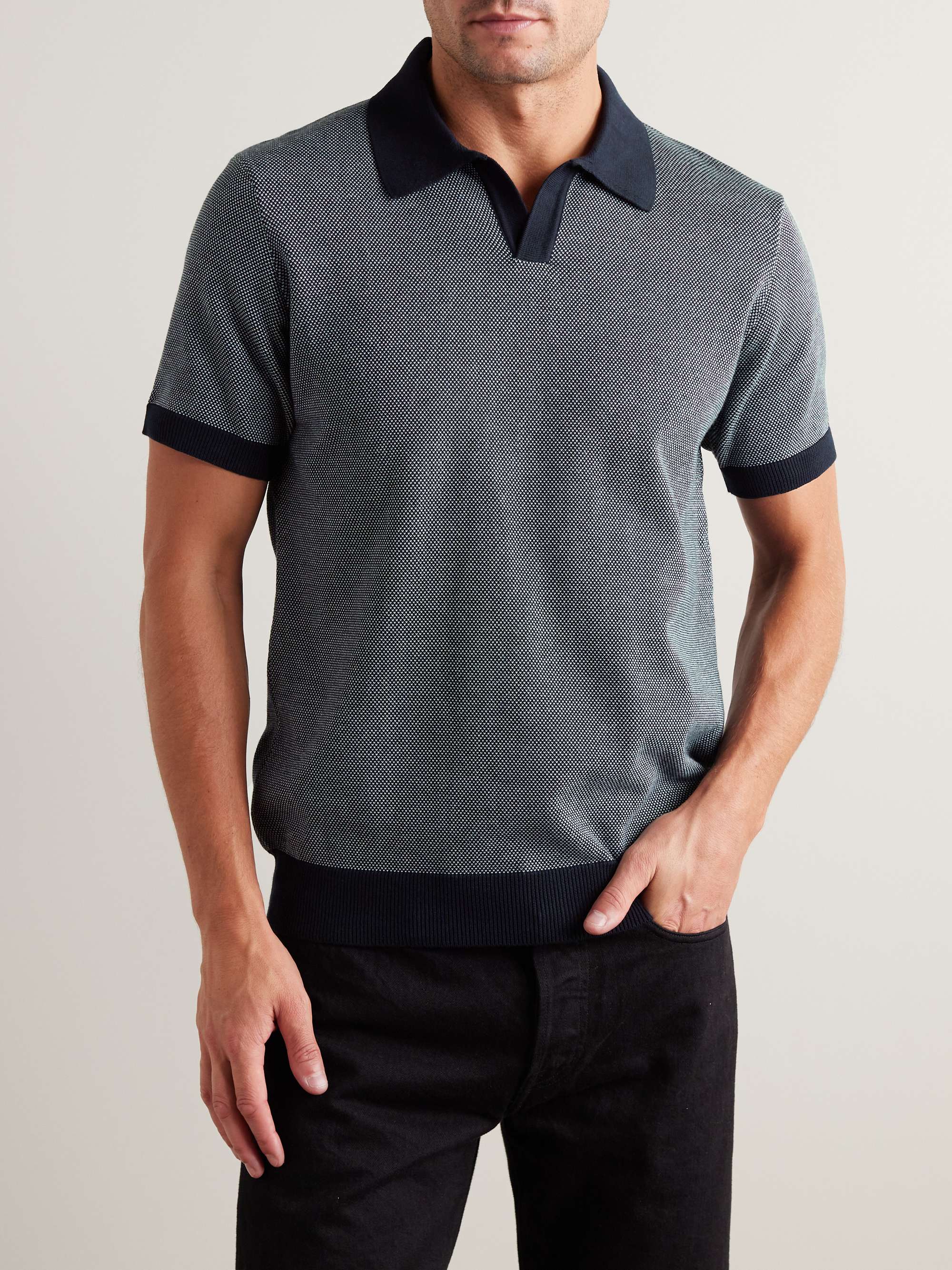 Honeycomb-Knit Organic Cotton Polo Shirt view