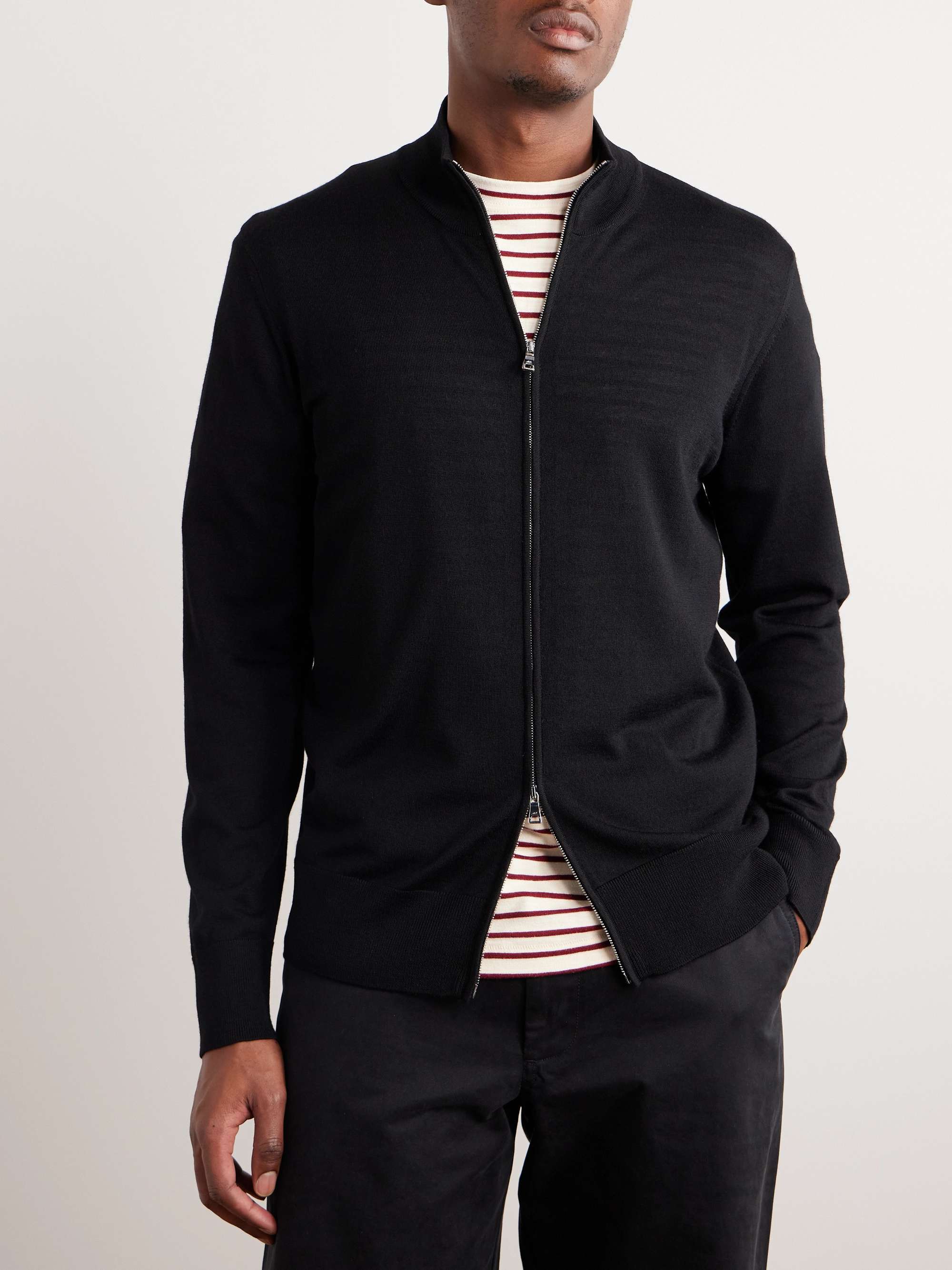 Richard Merino Wool Zip-Up Cardigan view