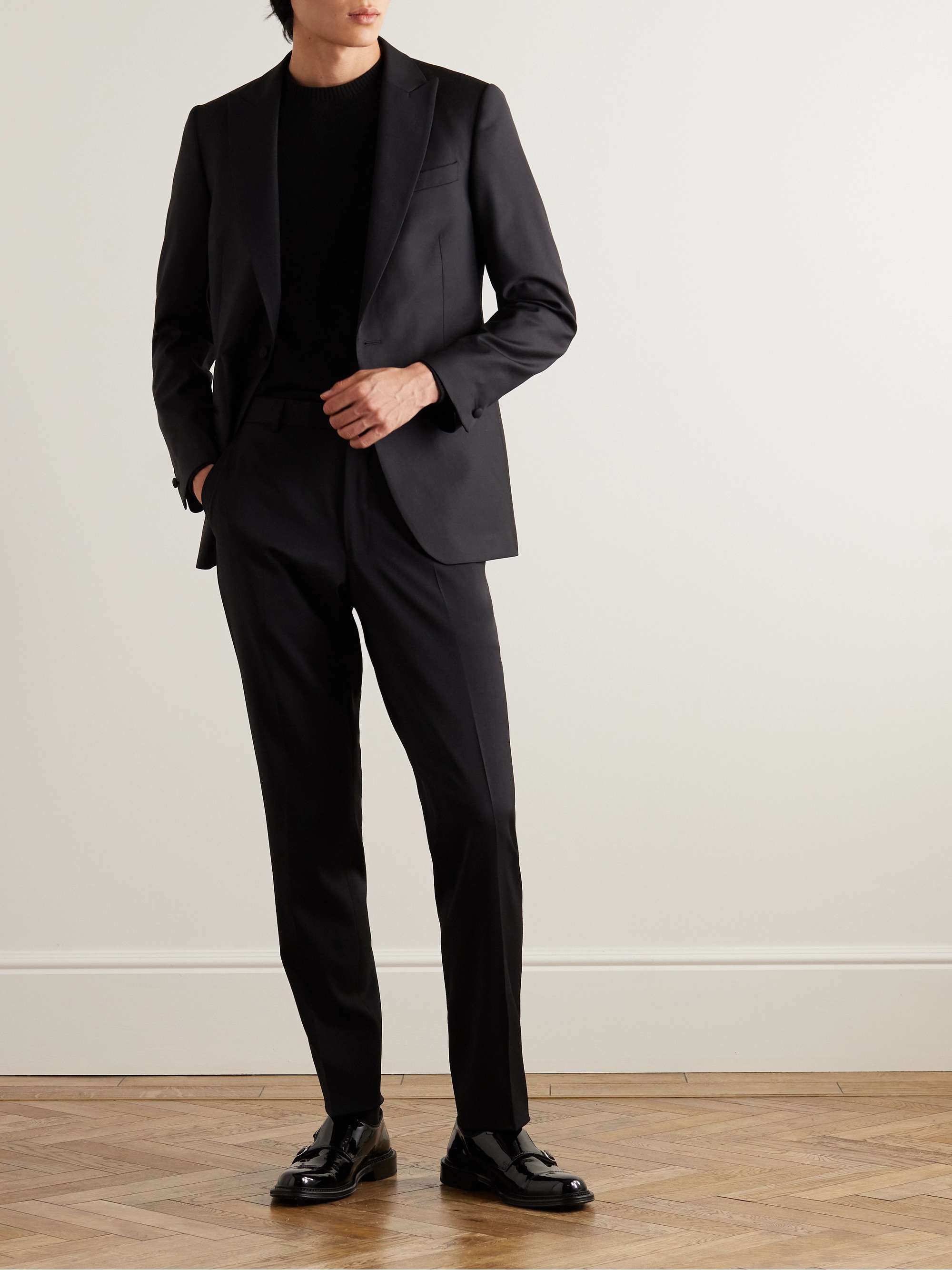 Slim-Fit Wool Tuxedo Trousers view