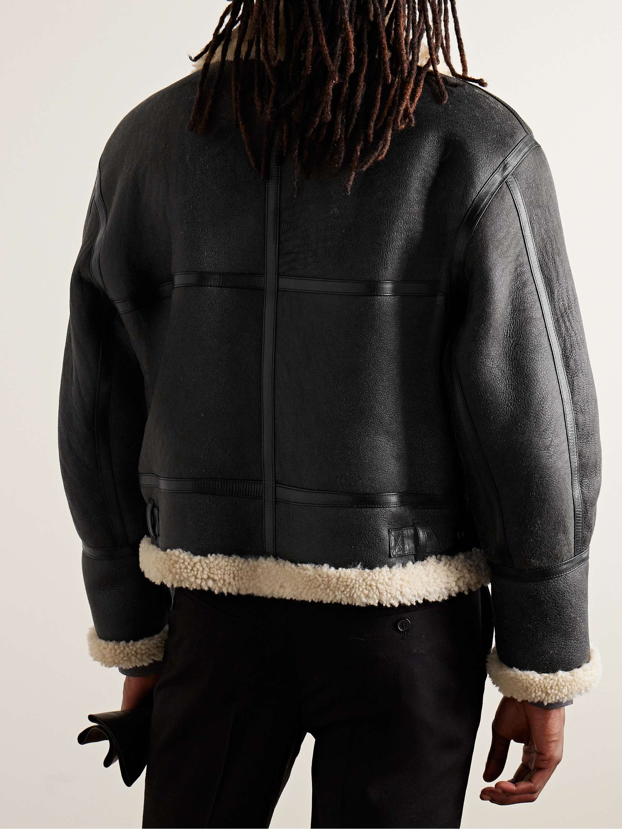 Reversible Leather-Trimmed Shearling Flight Jacket view