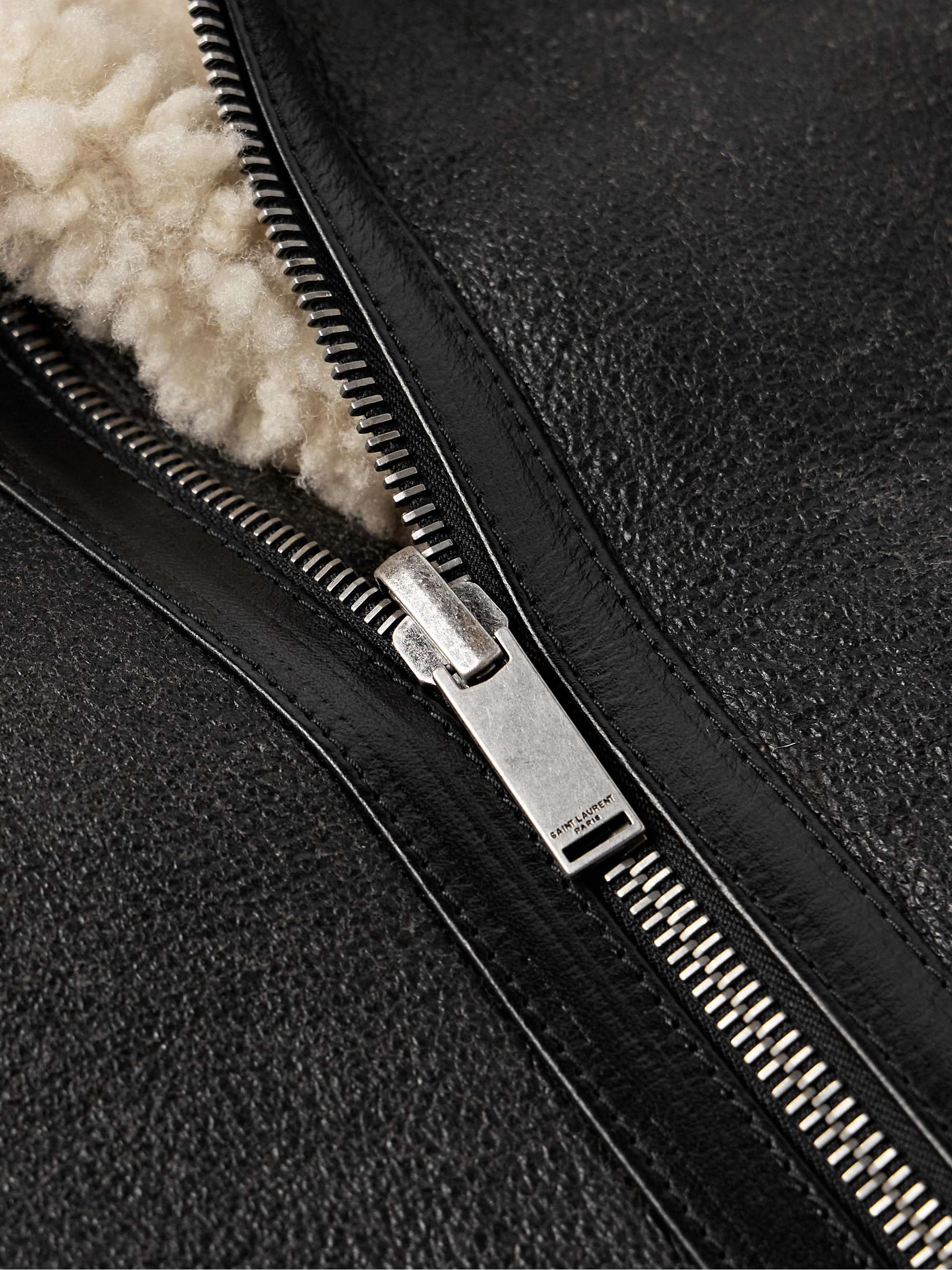 Reversible Leather-Trimmed Shearling Flight Jacket view