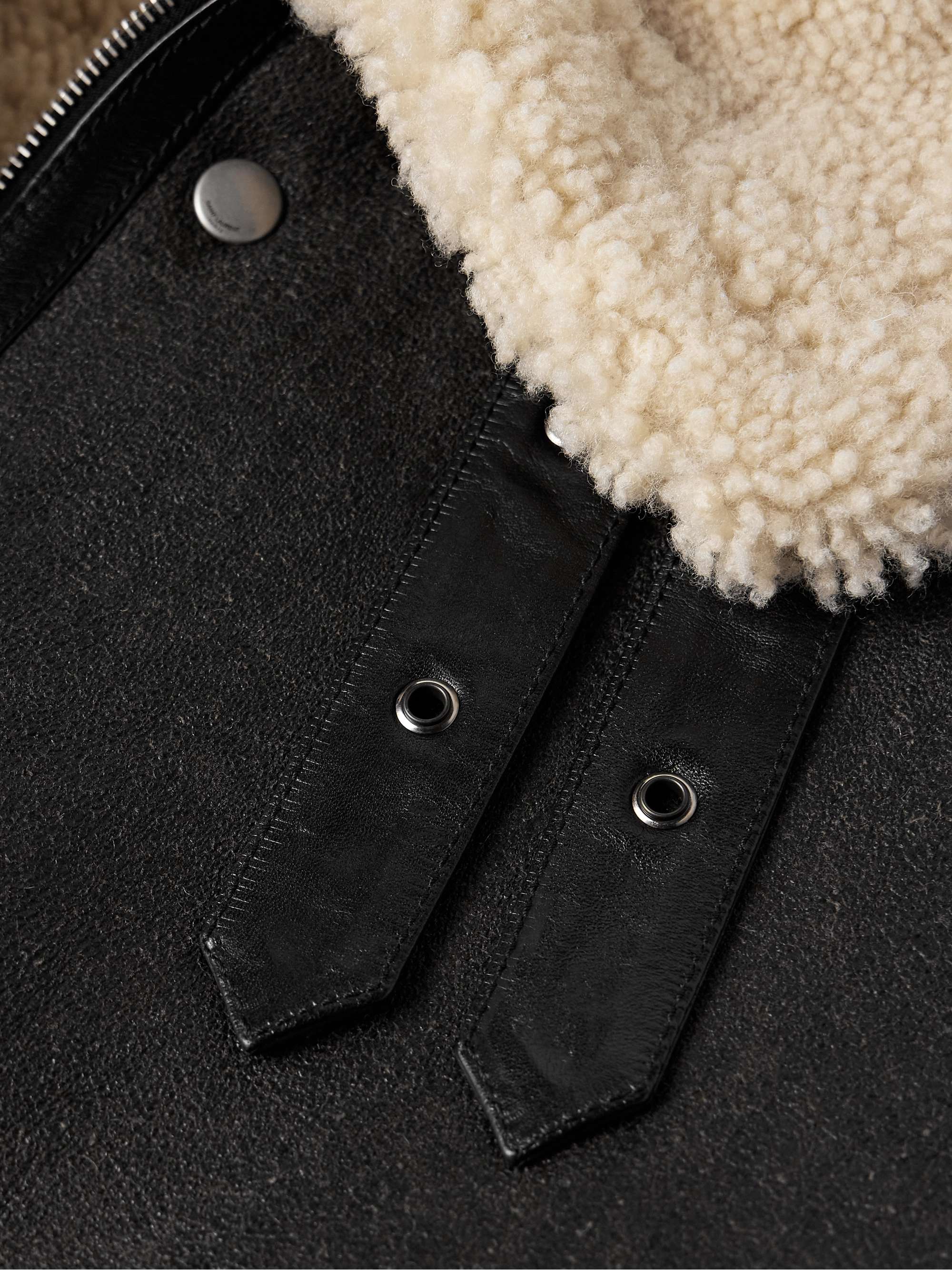 Reversible Leather-Trimmed Shearling Flight Jacket view