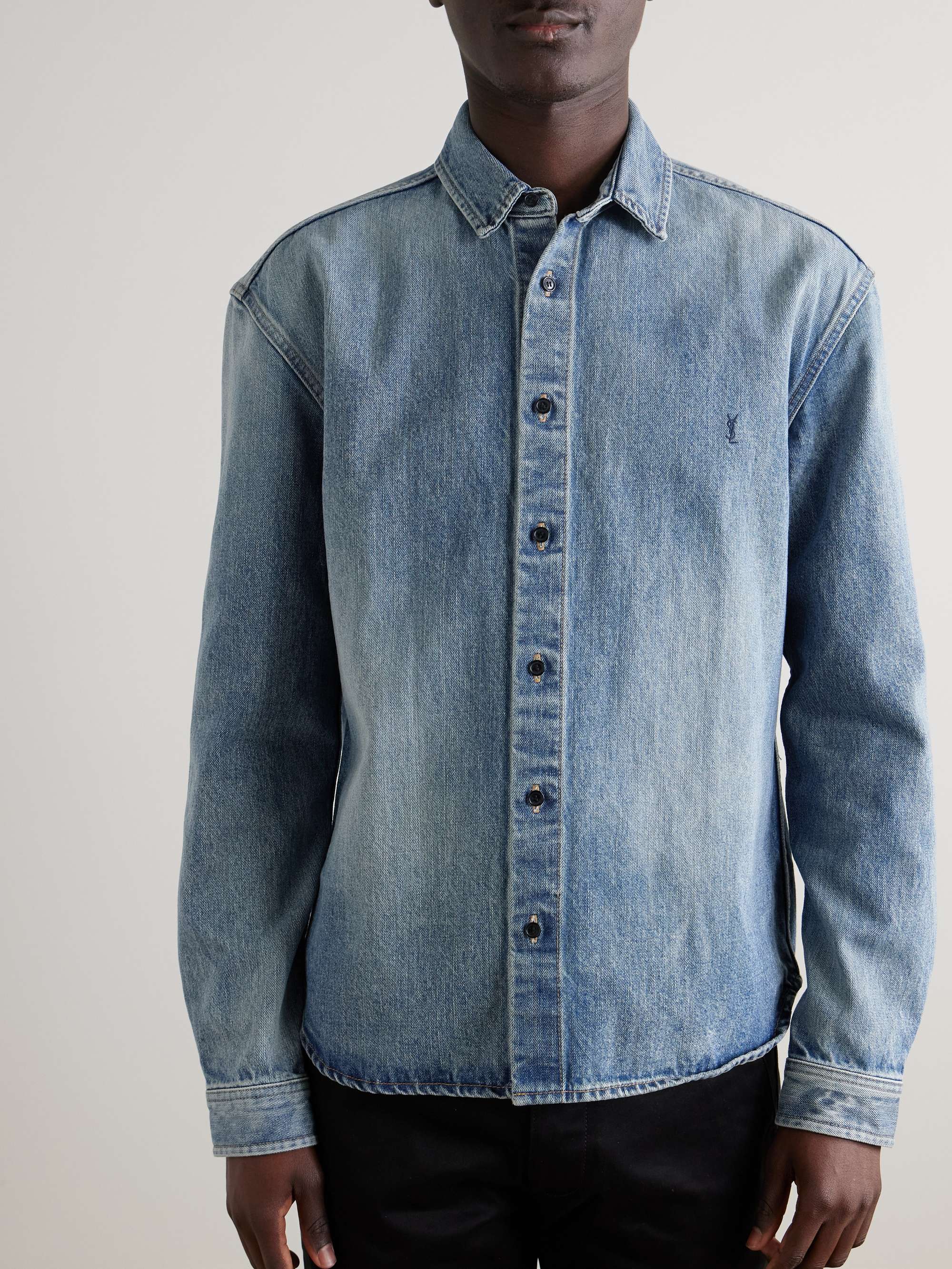 Logo-Embroidered Denim Shirt view