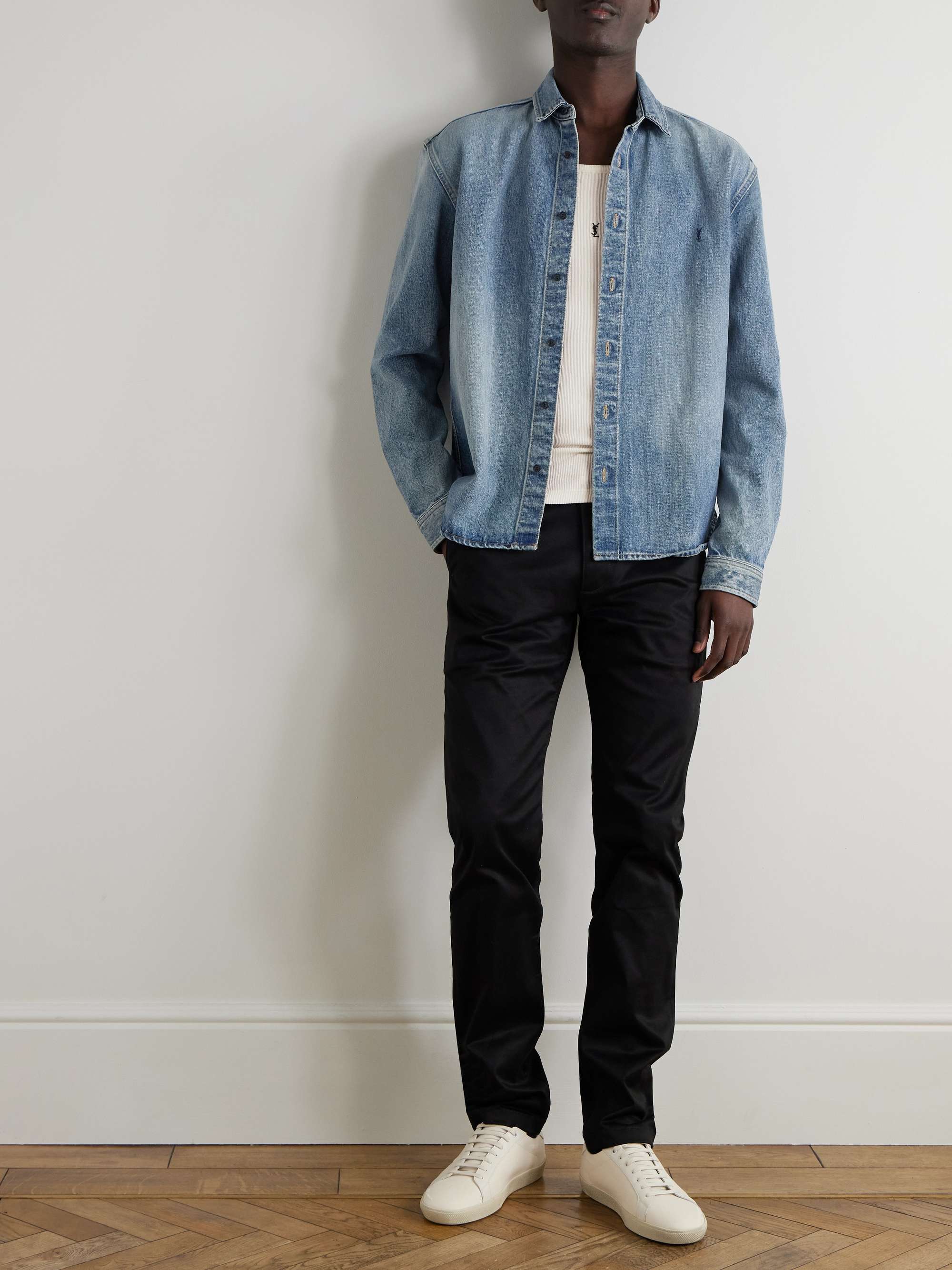 Logo-Embroidered Denim Shirt view