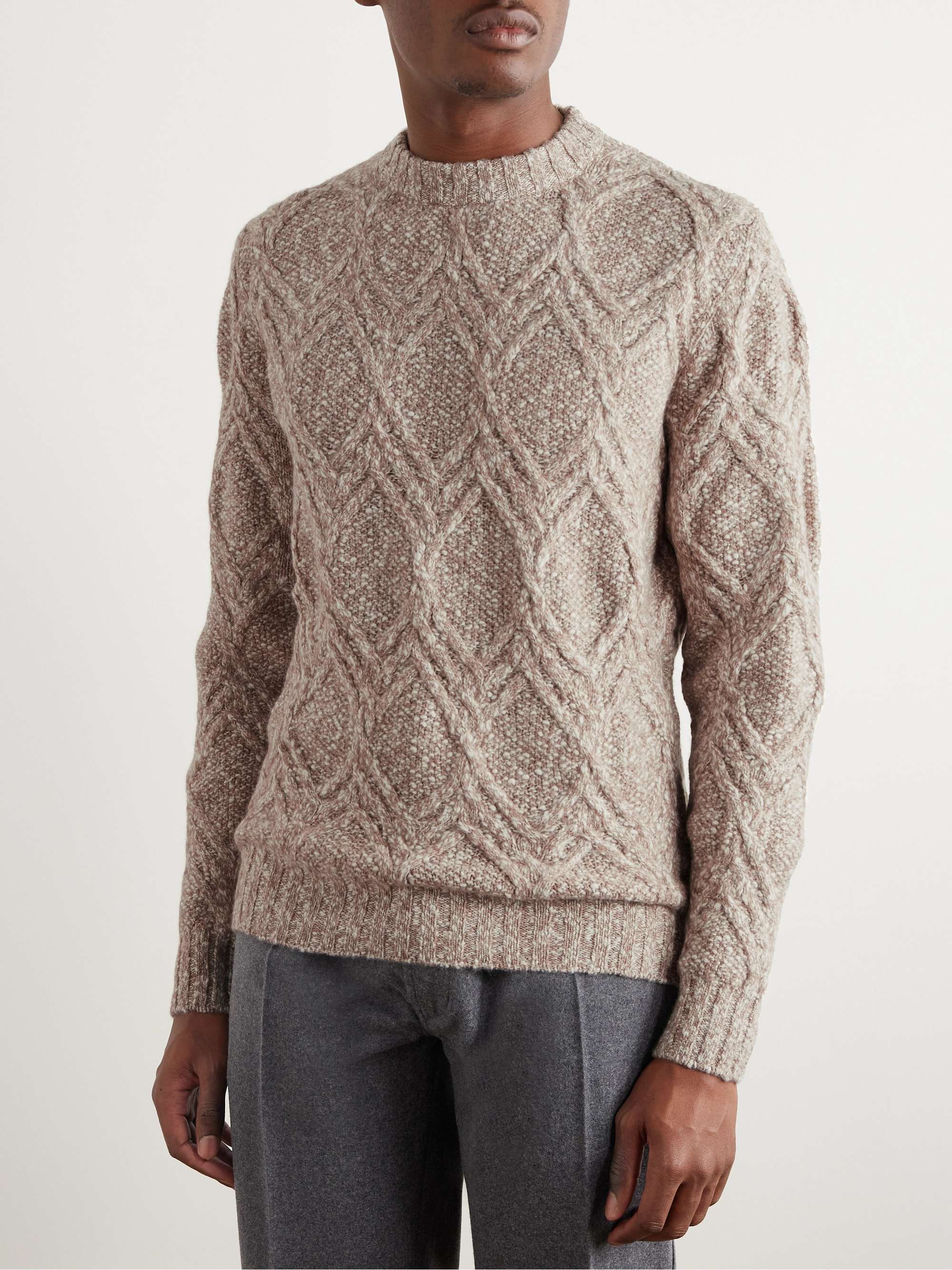 Mélange Cable-Knit Wool and Cashmere-Blend Sweater view